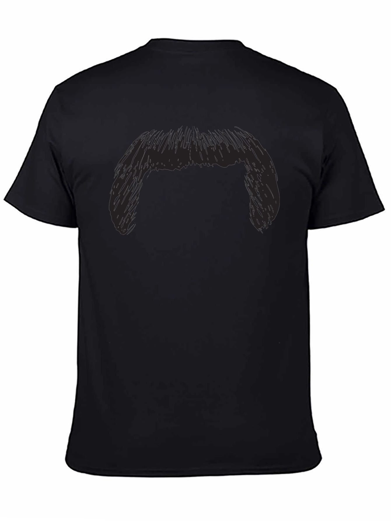 Funny Moustache Graphic Black T-Shirt