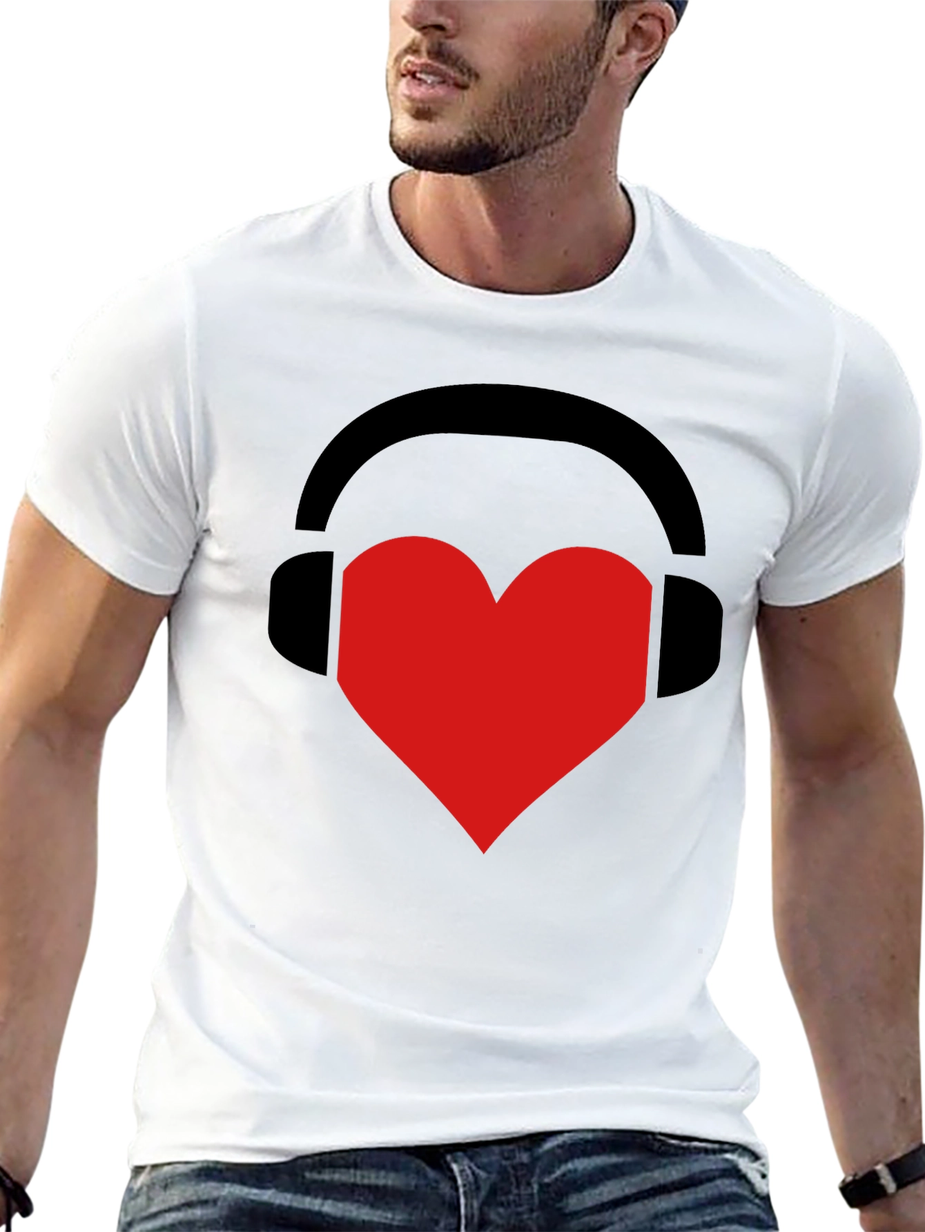 Music Lover Tee: Heart Headphones Graphic T-Shirt