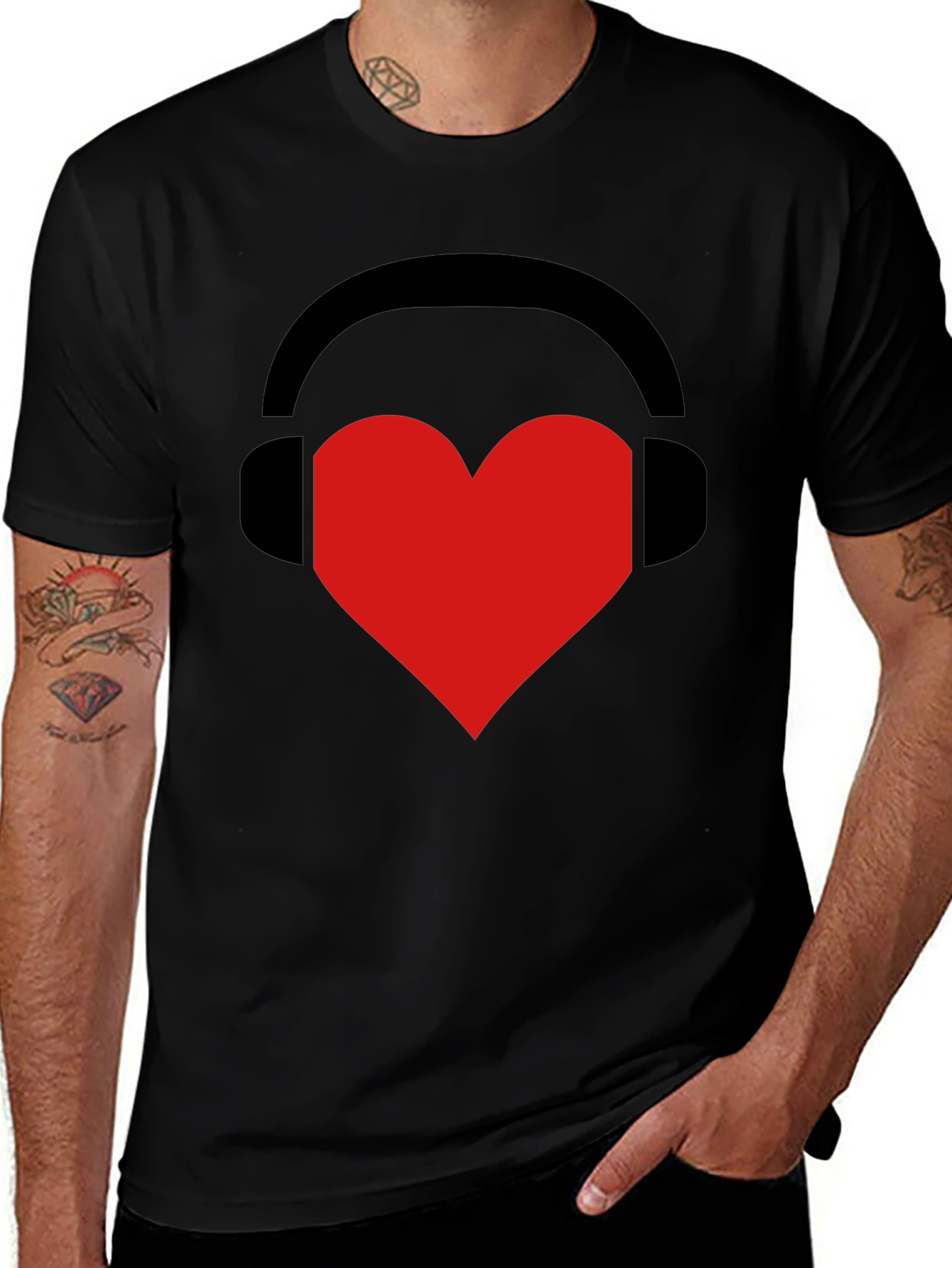 Music Lover Tee: Heart Headphones Graphic T-Shirt