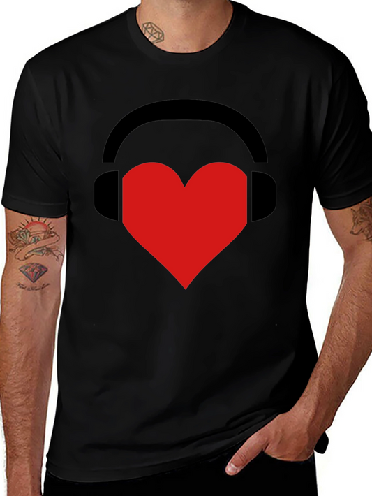 Music Lover Tee: Heart Headphones Graphic T-Shirt
