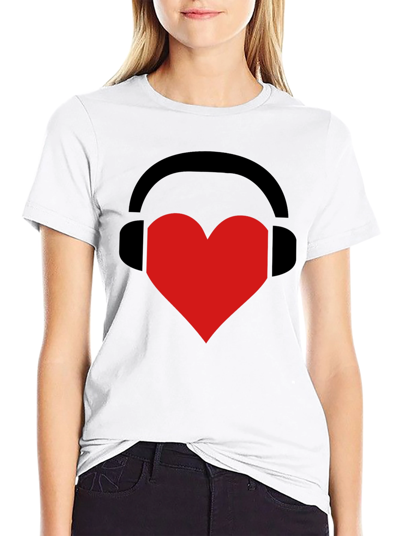 Music Lover Tee: Heart Headphones Graphic T-Shirt