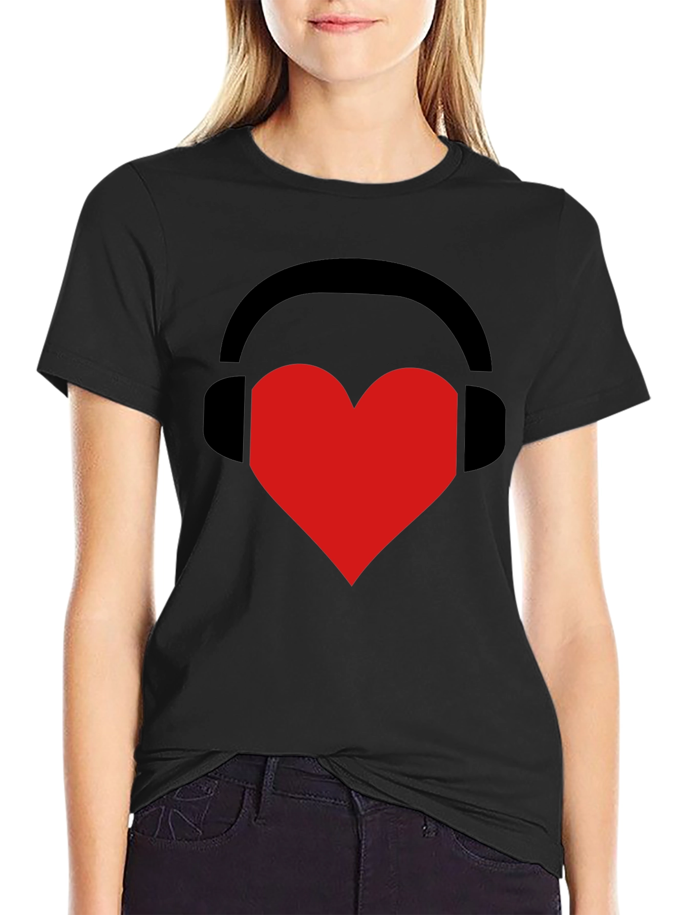 Music Lover Tee: Heart Headphones Graphic T-Shirt