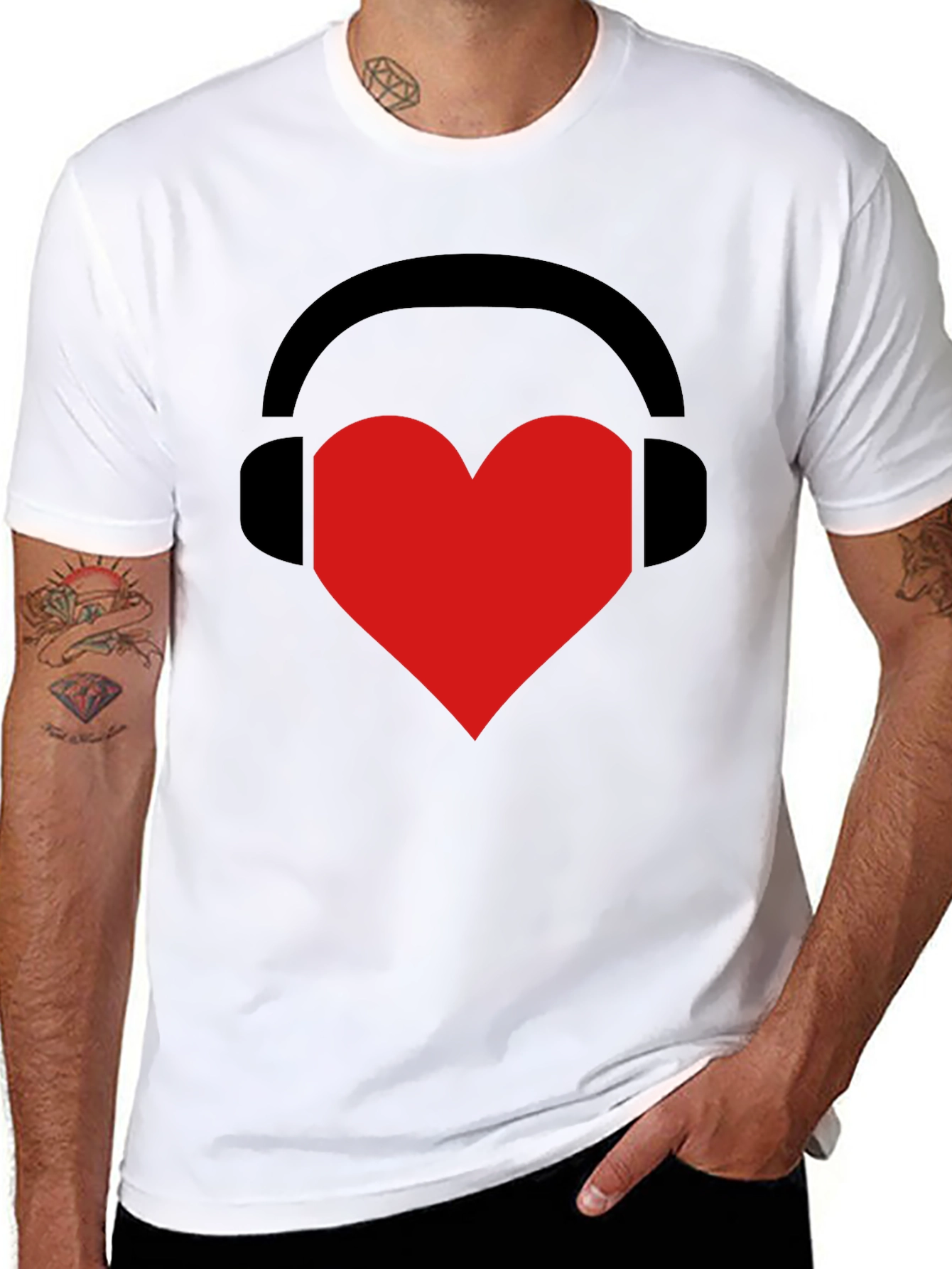 Music Lover Tee: Heart Headphones Graphic T-Shirt