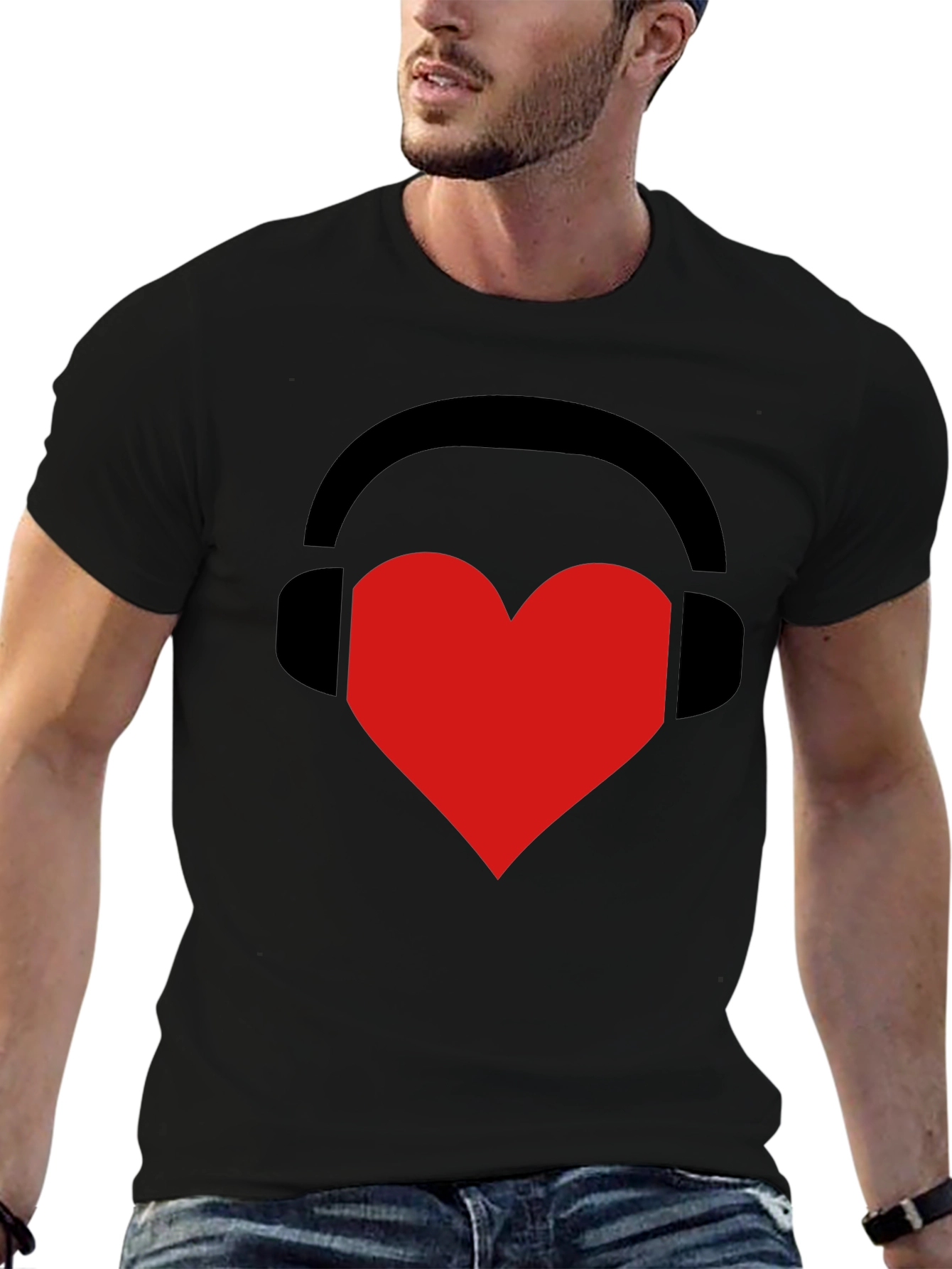 Music Lover Tee: Heart Headphones Graphic T-Shirt