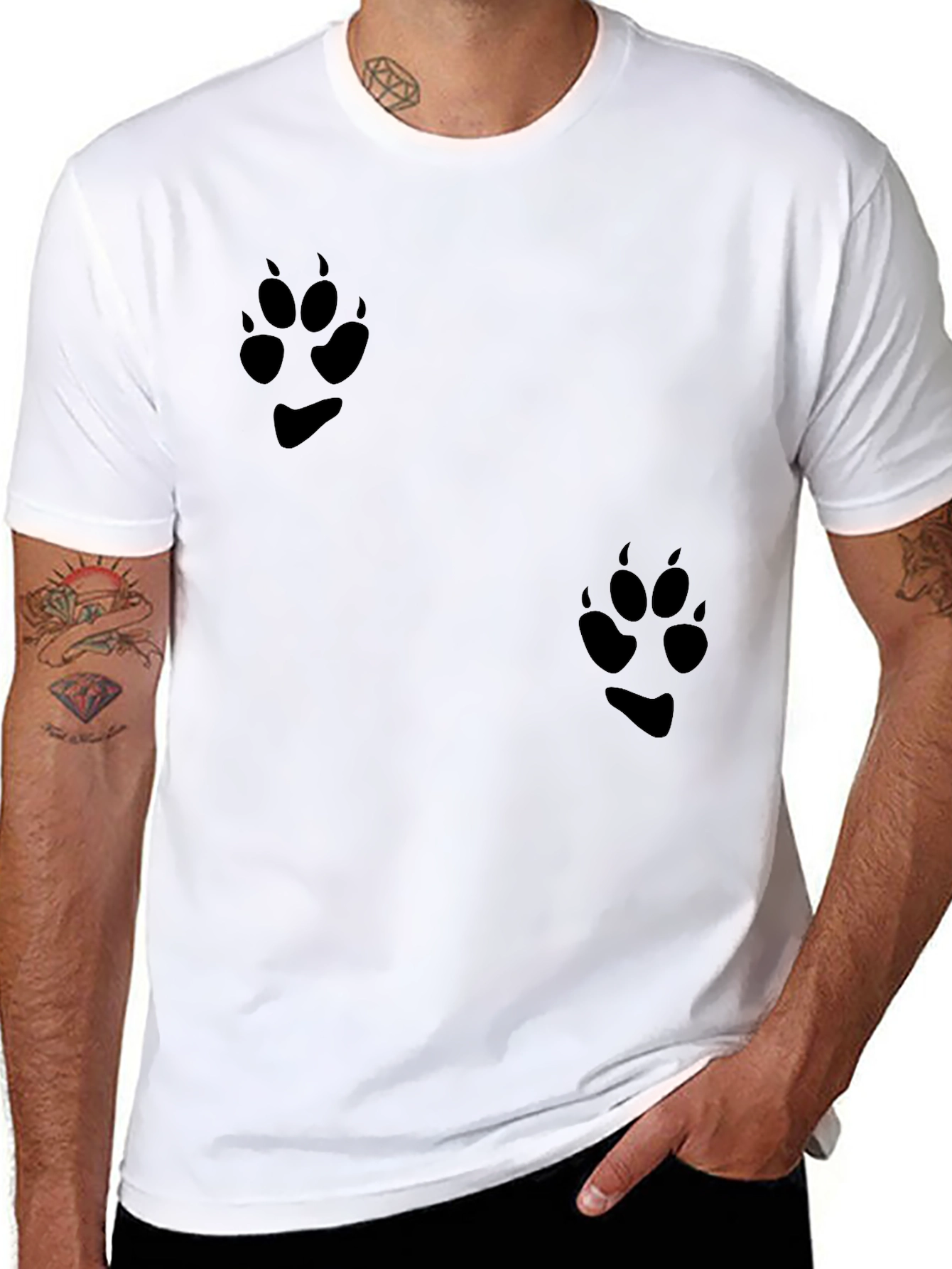 Black T-Shirt with Paw Print Design
