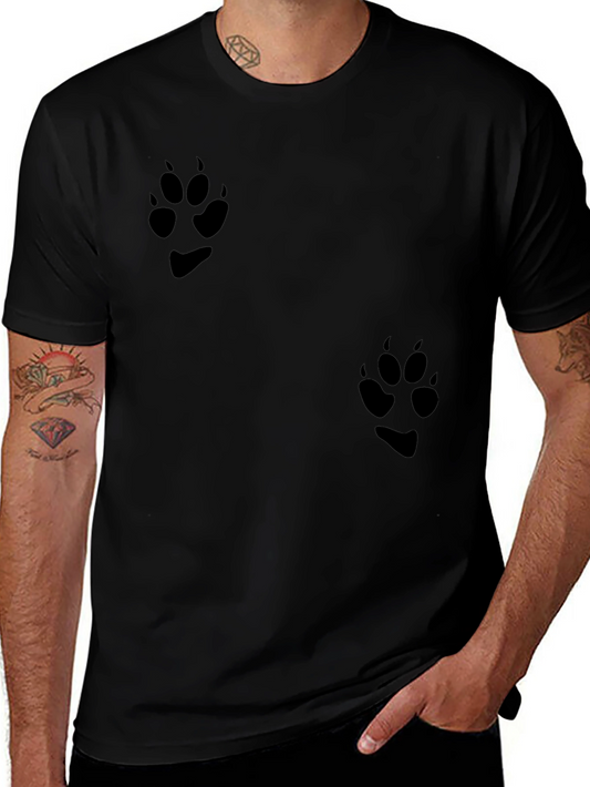 Black T-Shirt with Paw Print Design