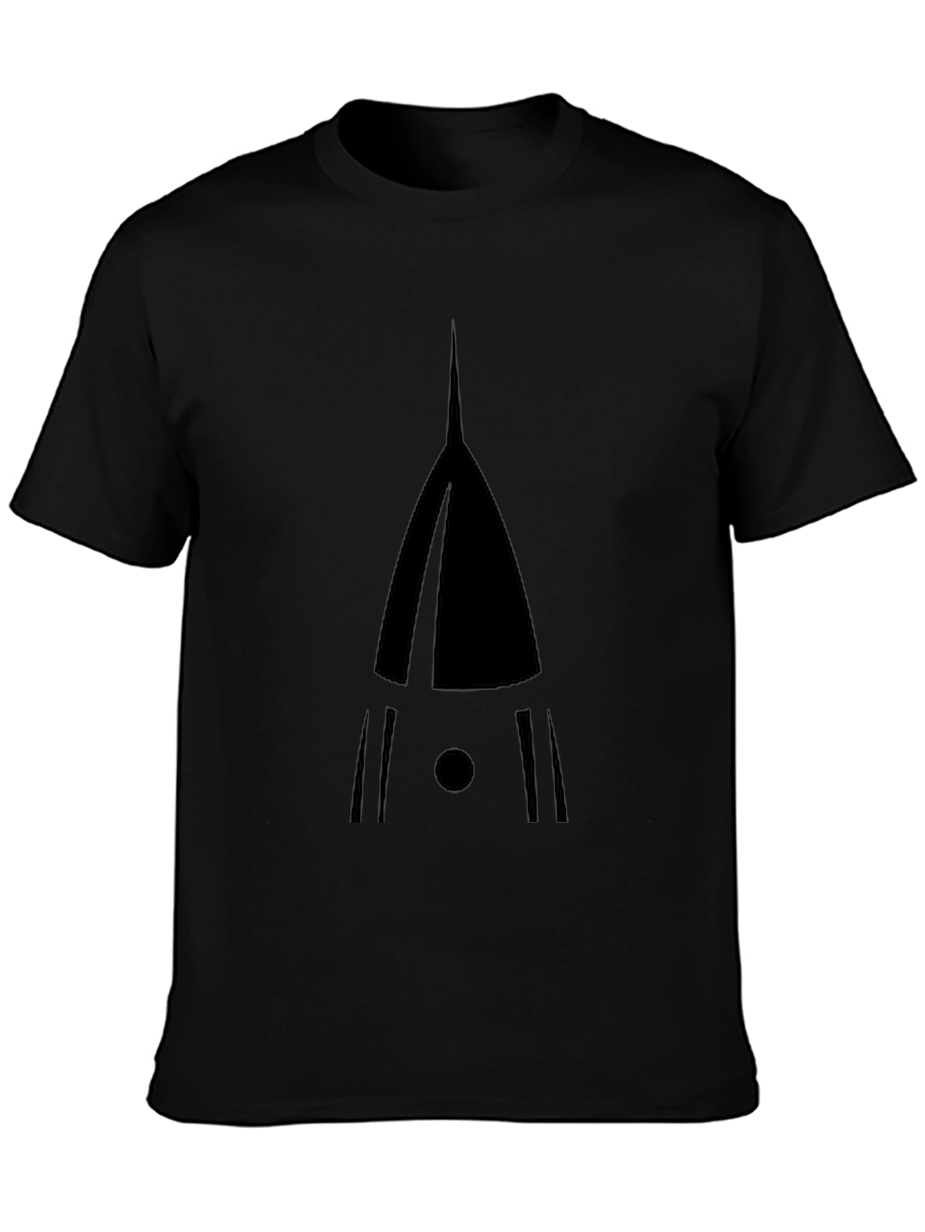 Unique Geometric Rocket Graphic Black T-Shirt