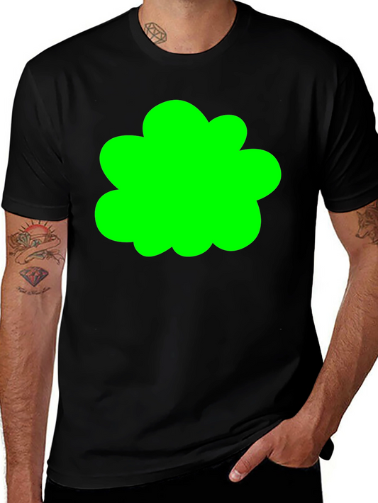 Black T-Shirt with Green Cloud Design - Stylish & Comfy