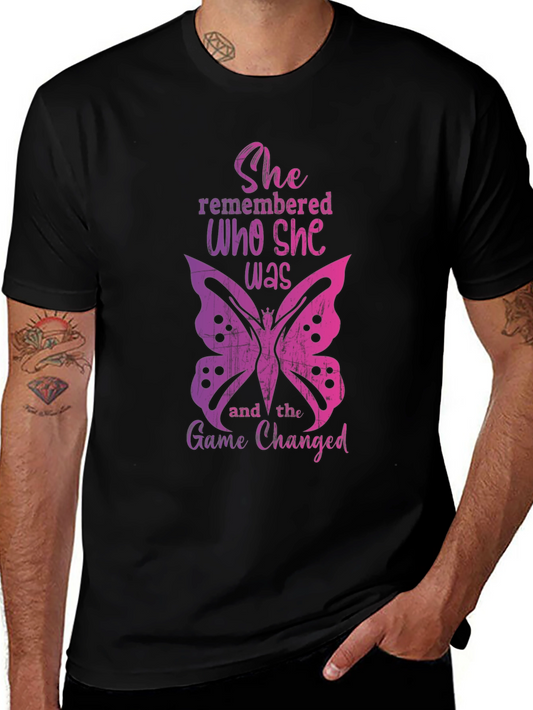 She Remembered Butterfly Graphic Tee - Empowering Womens T-Shirt