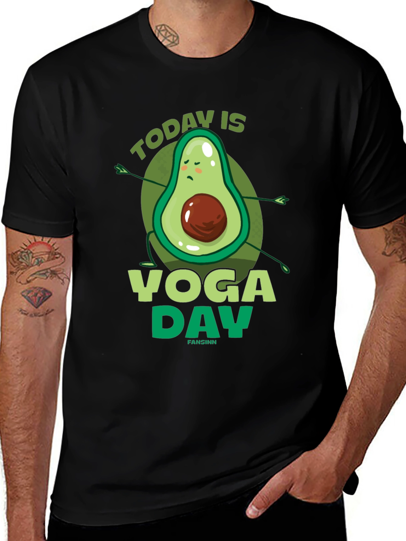 Yoga Avocado Black T-Shirt - Today is Yoga Day