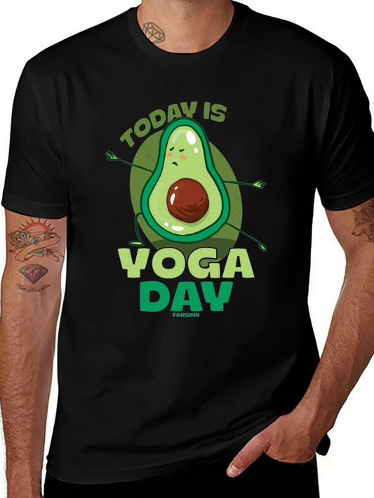 Yoga Avocado Black T-Shirt - Today is Yoga Day