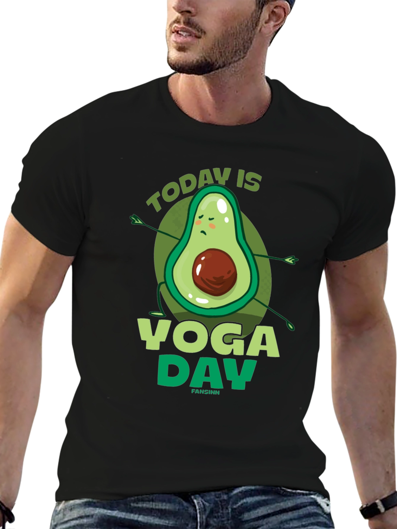 Yoga Avocado Black T-Shirt - Today is Yoga Day