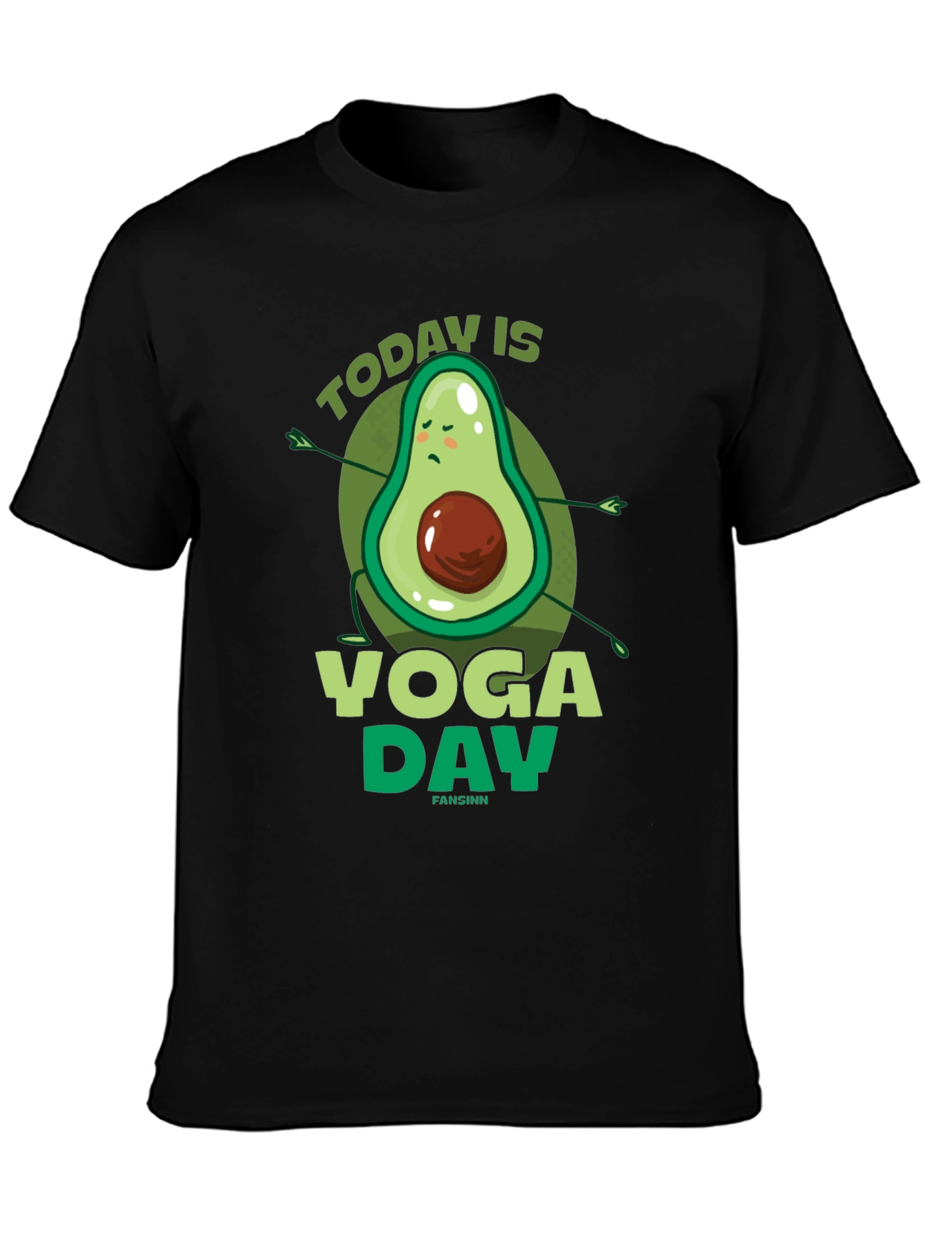 Yoga Avocado Black T-Shirt - Today is Yoga Day