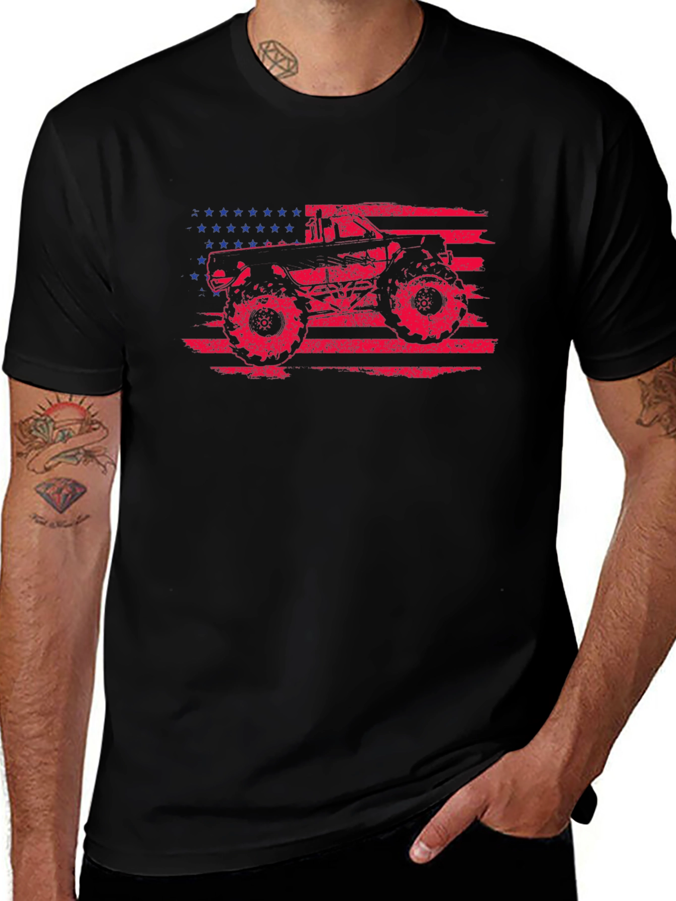 American Flag Monster Truck Graphic Tee