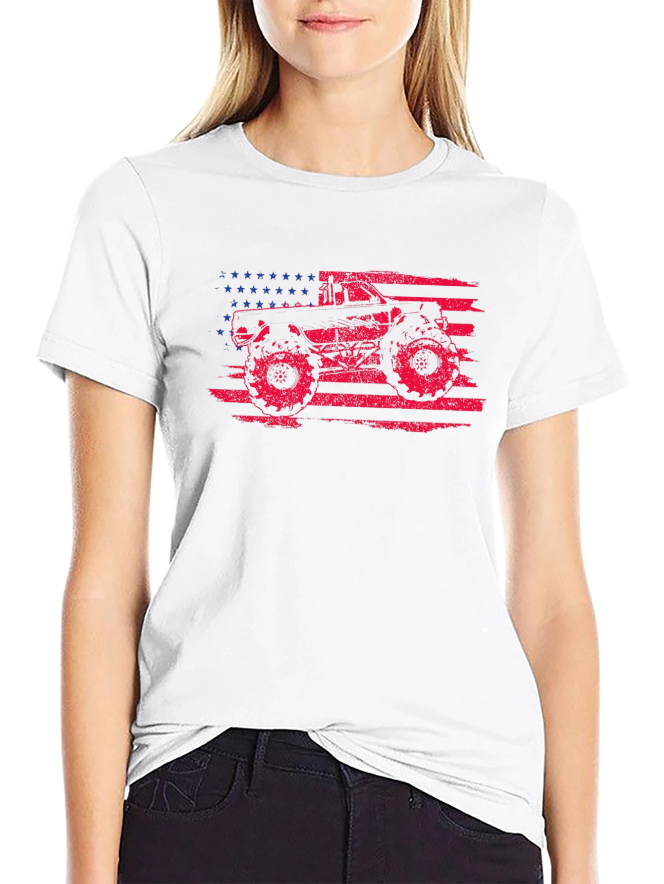 American Flag Monster Truck Graphic Tee