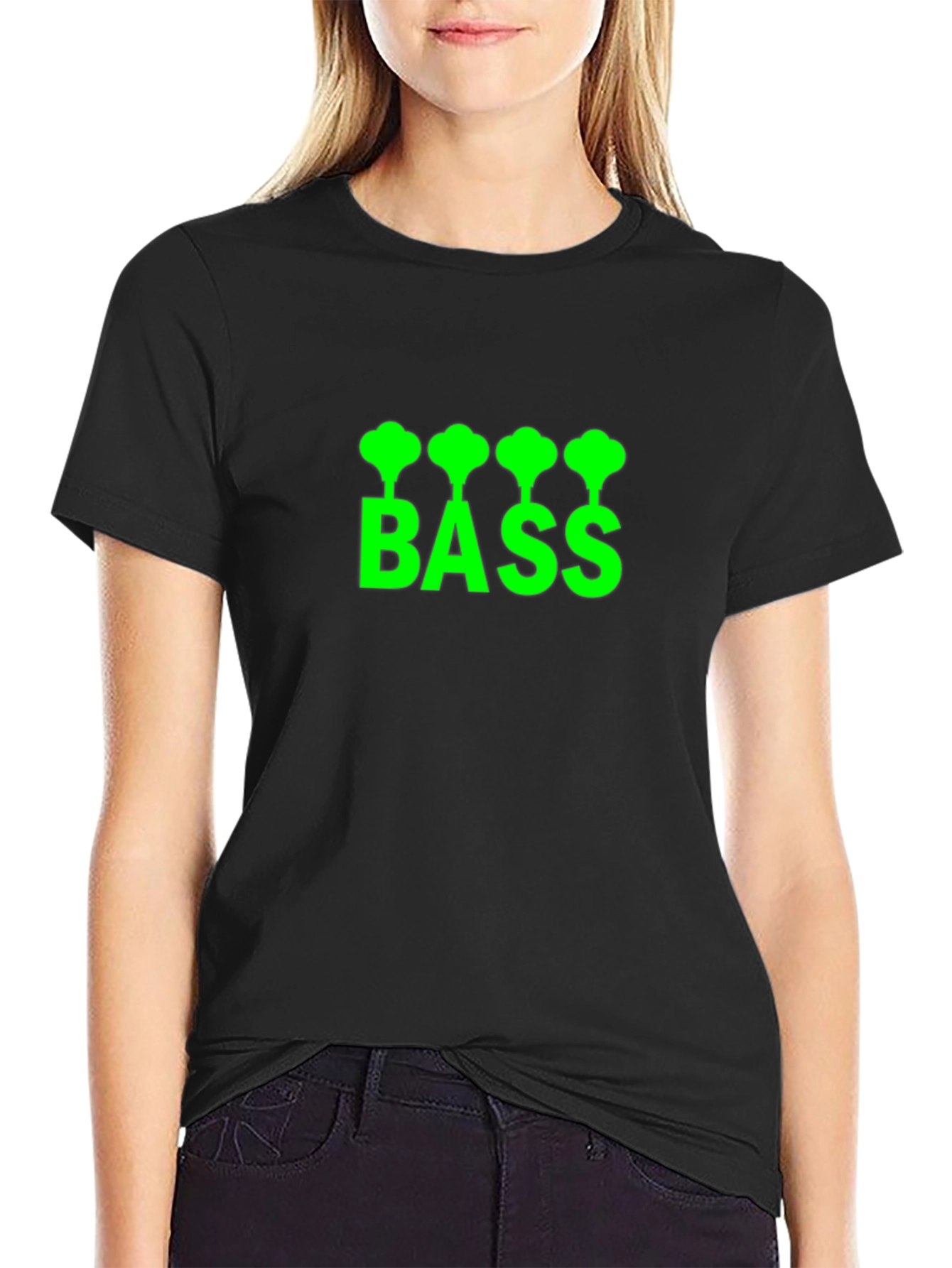 Bass Guitar T-Shirt - Green Graphic Print