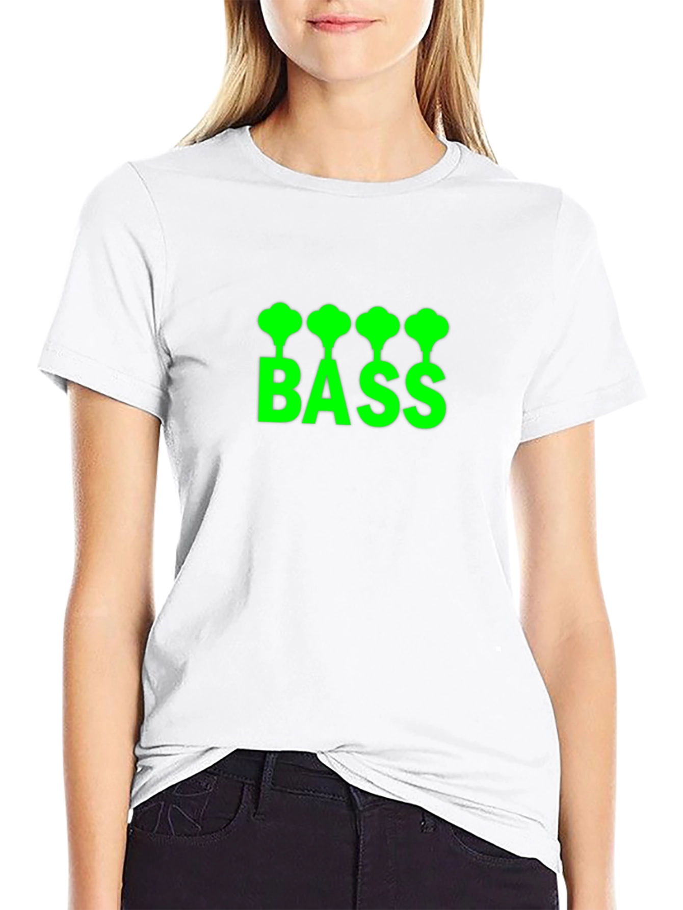 Bass Guitar T-Shirt - Green Graphic Print