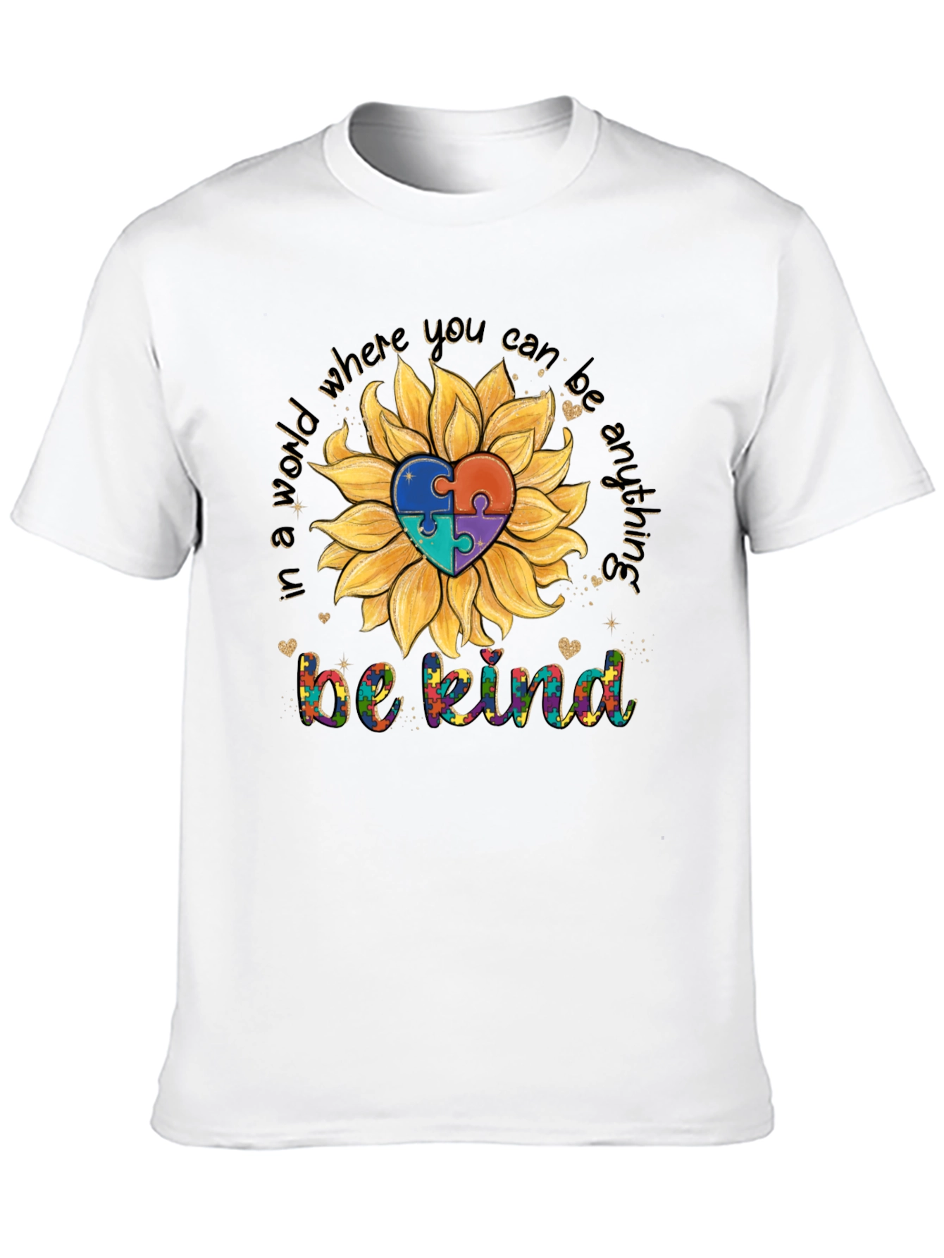 Sunflower Autism Awareness T-Shirt - Be Kind Tee