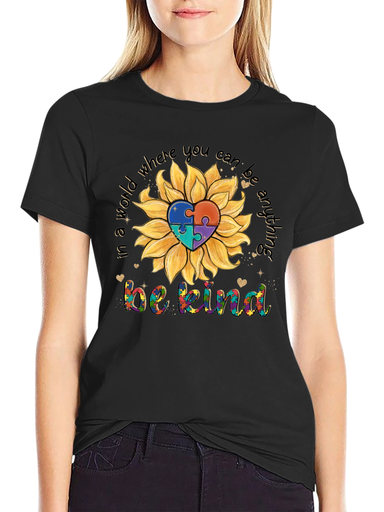 Sunflower Autism Awareness T-Shirt - Be Kind Tee