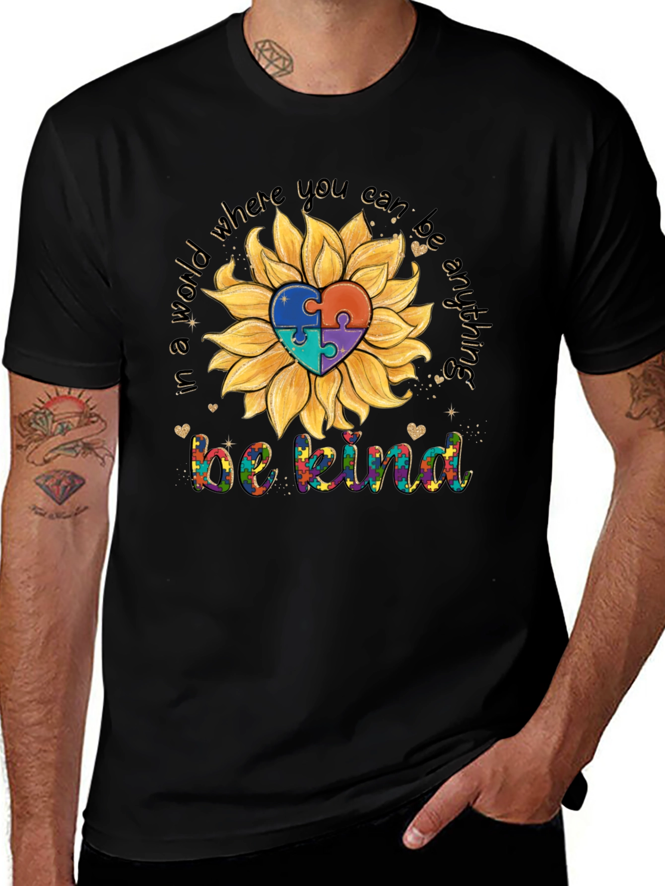 Sunflower Autism Awareness T-Shirt - Be Kind Tee