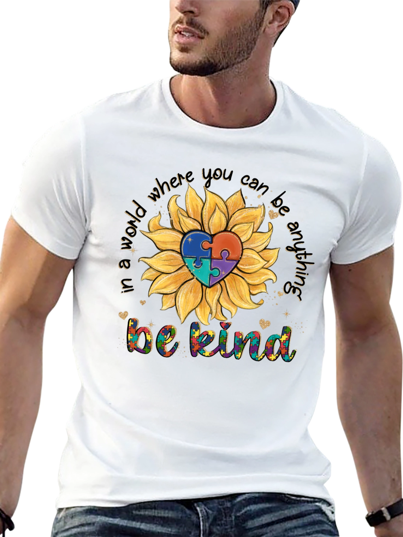 Sunflower Autism Awareness T-Shirt - Be Kind Tee