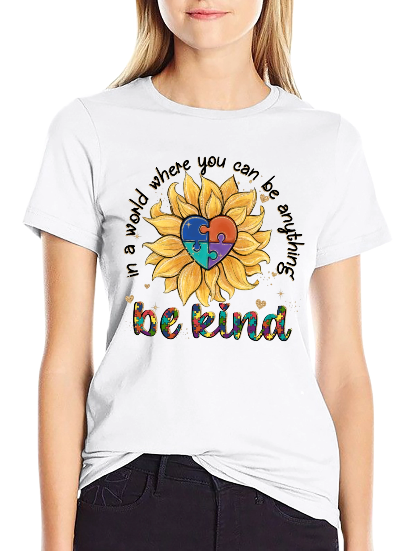 Sunflower Autism Awareness T-Shirt - Be Kind Tee