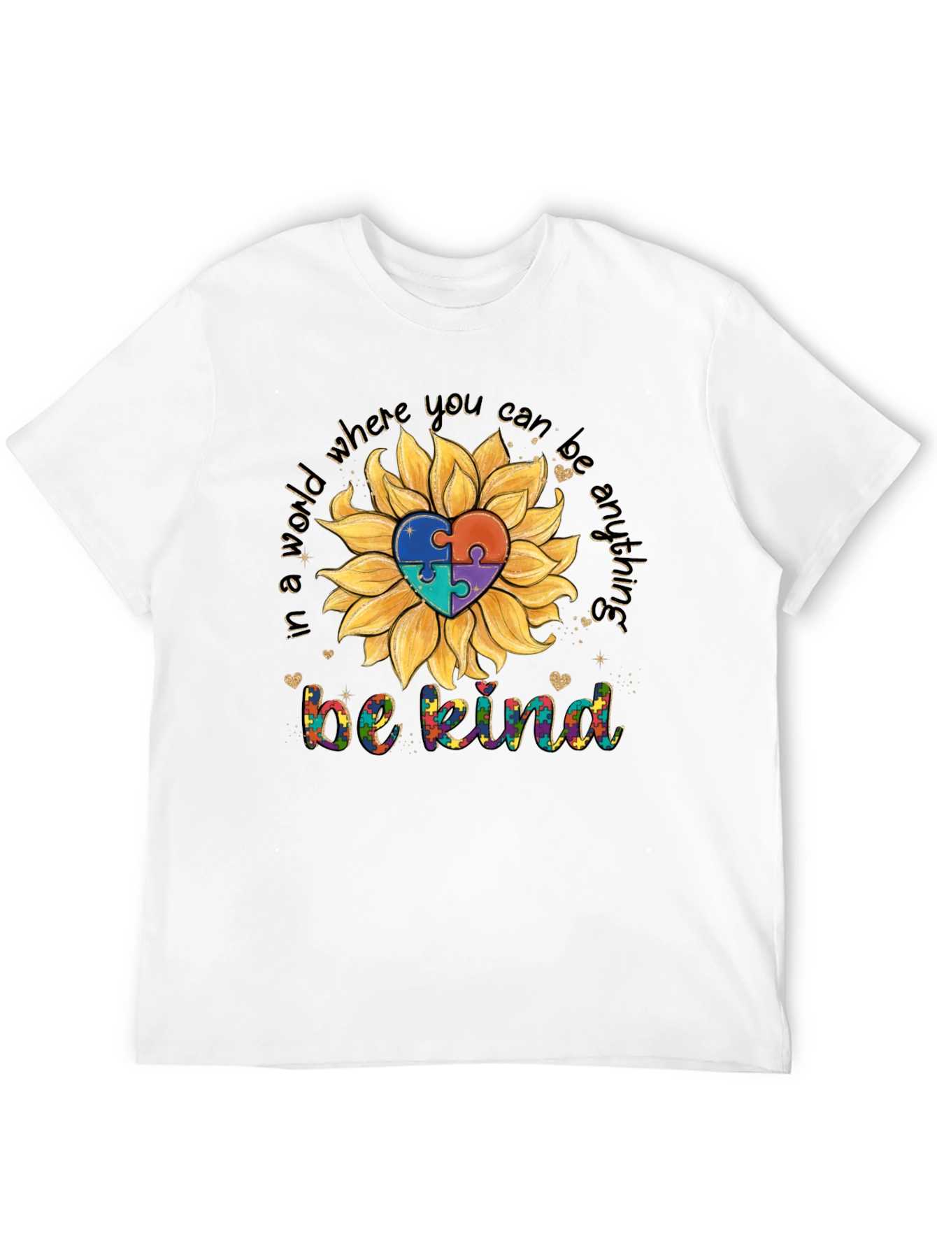 Sunflower Autism Awareness T-Shirt - Be Kind Tee