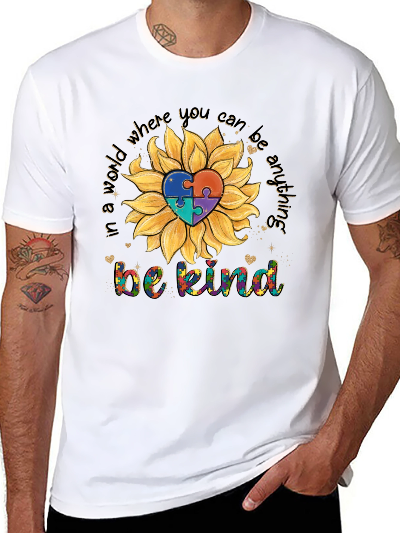 Sunflower Autism Awareness T-Shirt - Be Kind Tee