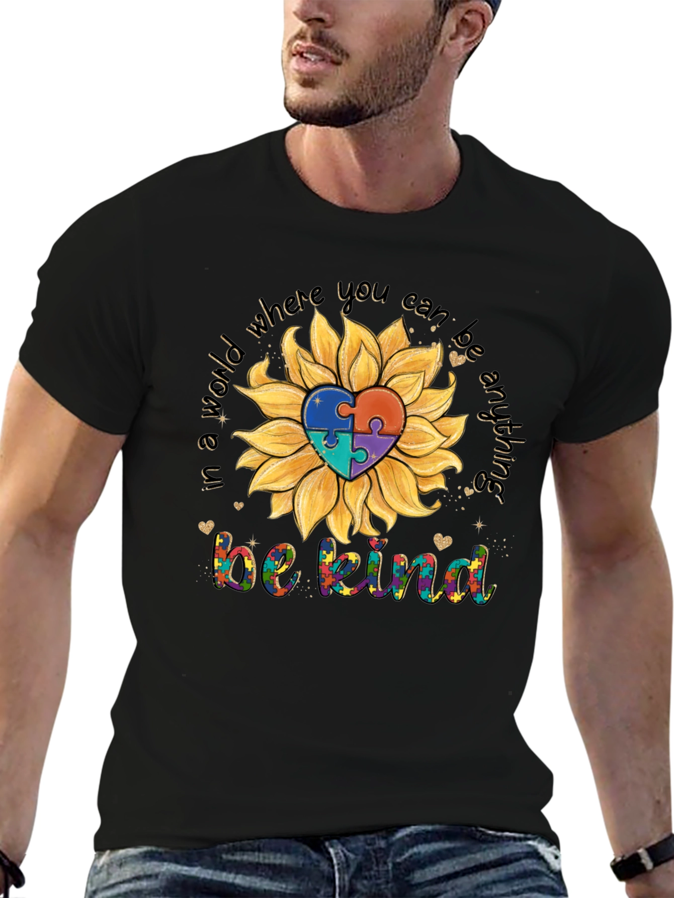 Sunflower Autism Awareness T-Shirt - Be Kind Tee