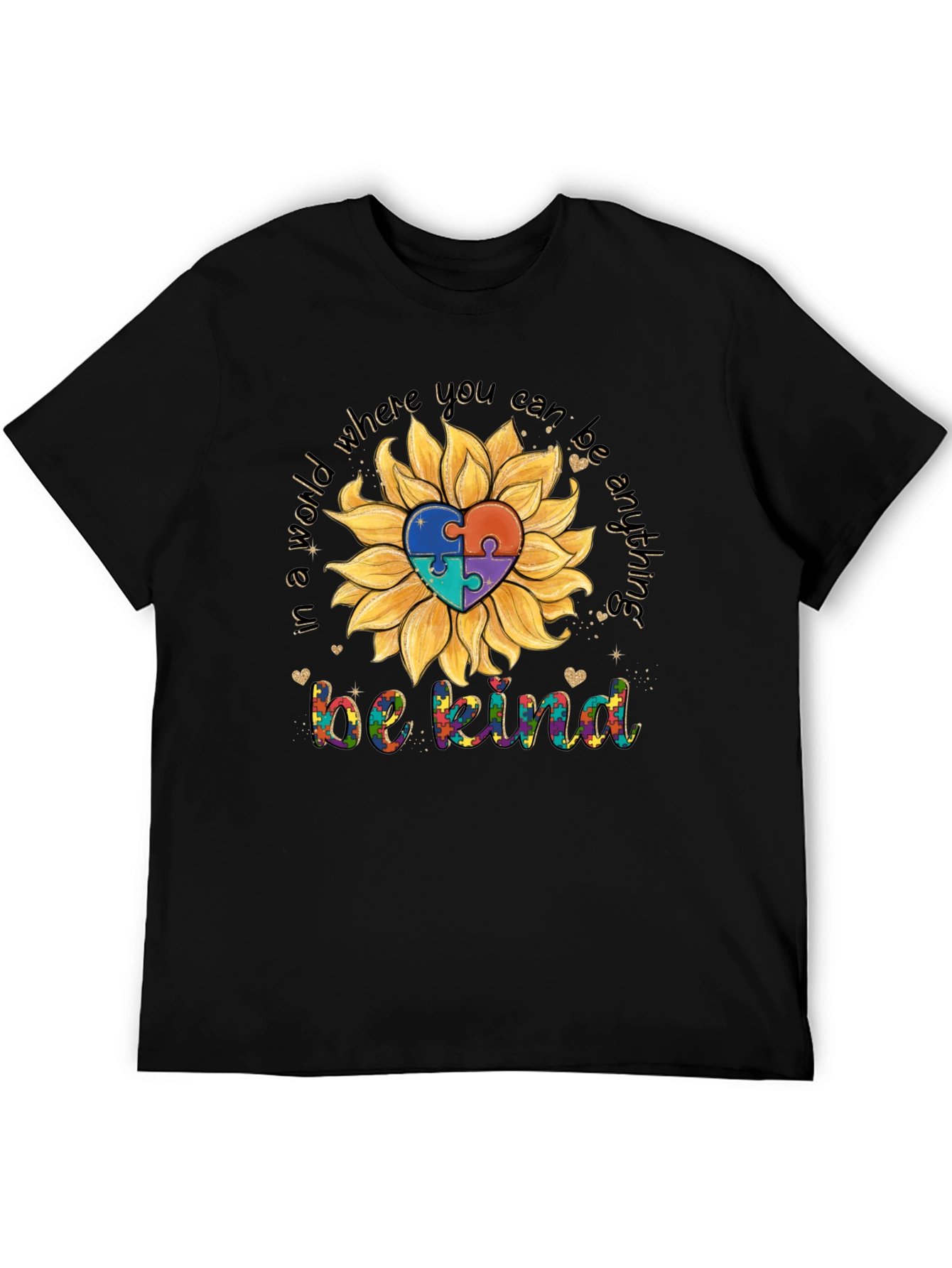 Sunflower Autism Awareness T-Shirt - Be Kind Tee