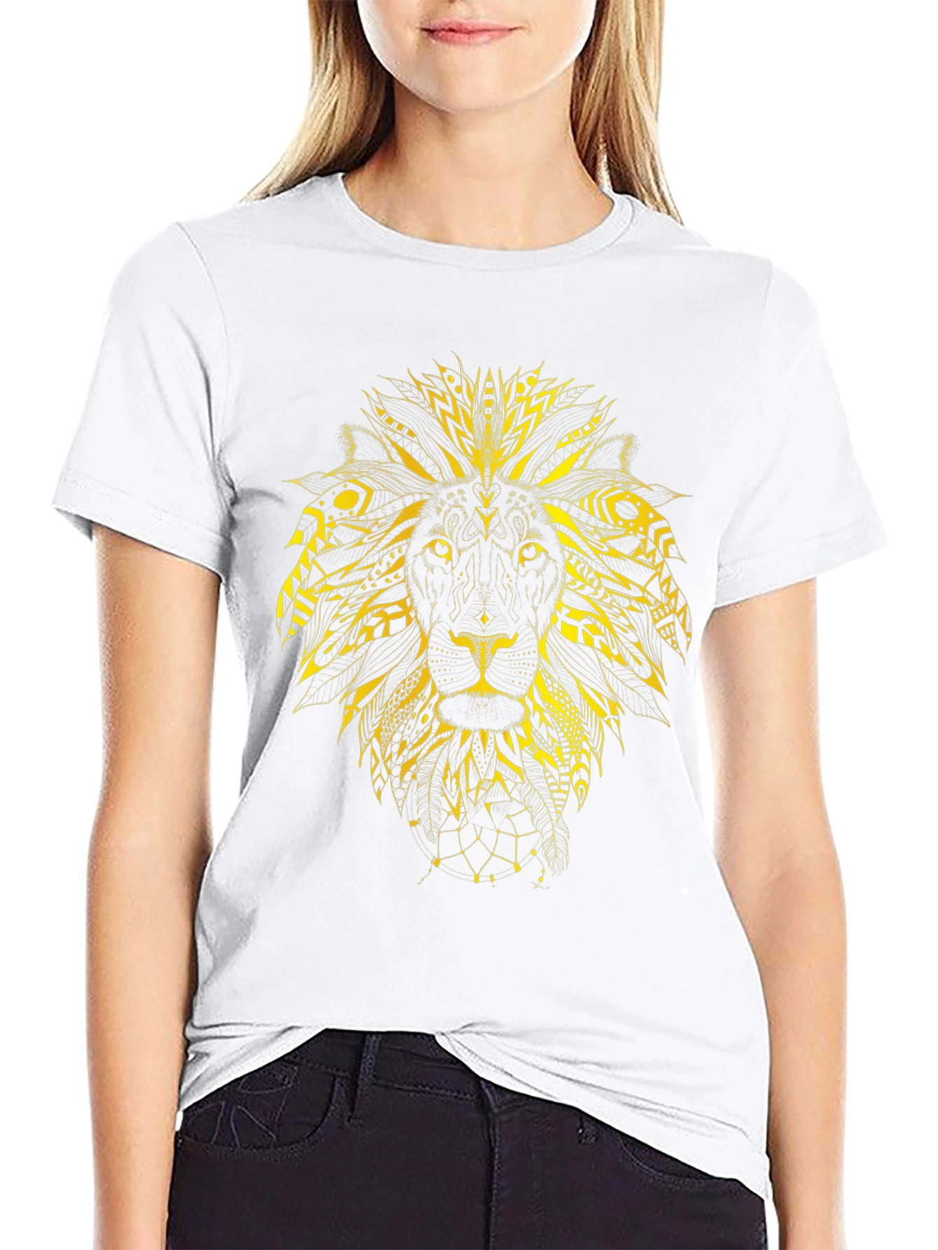 Lion Graphic Print Black Tee