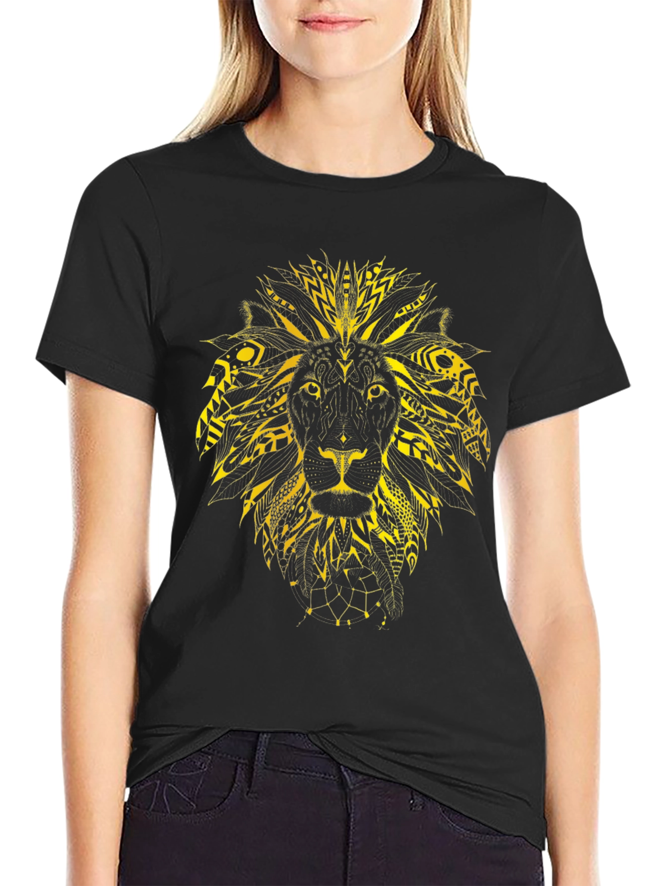 Lion Graphic Print Black Tee