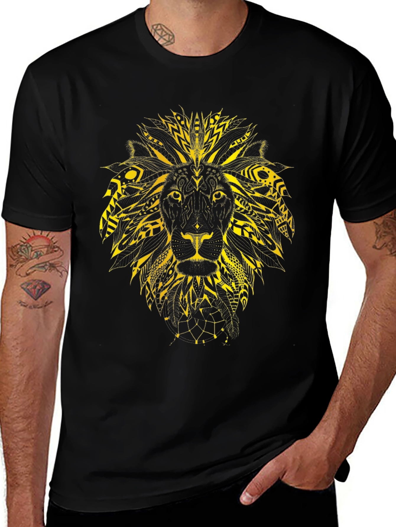 Lion Graphic Print Black Tee