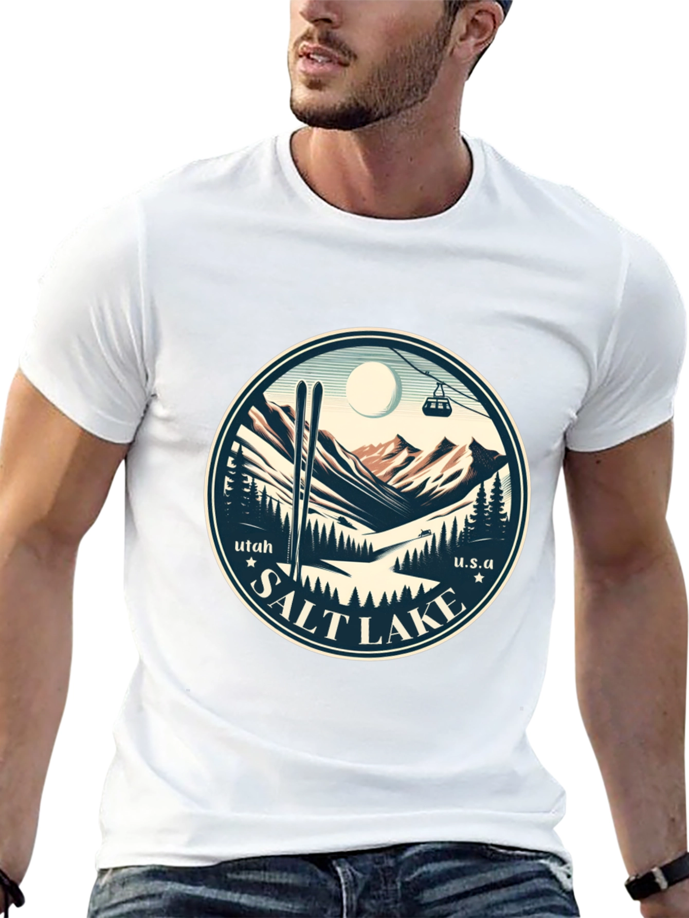 Salt Lake Utah Ski Scene Graphic Tee