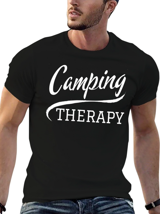 Camping Therapy Black Graphic T-Shirt
