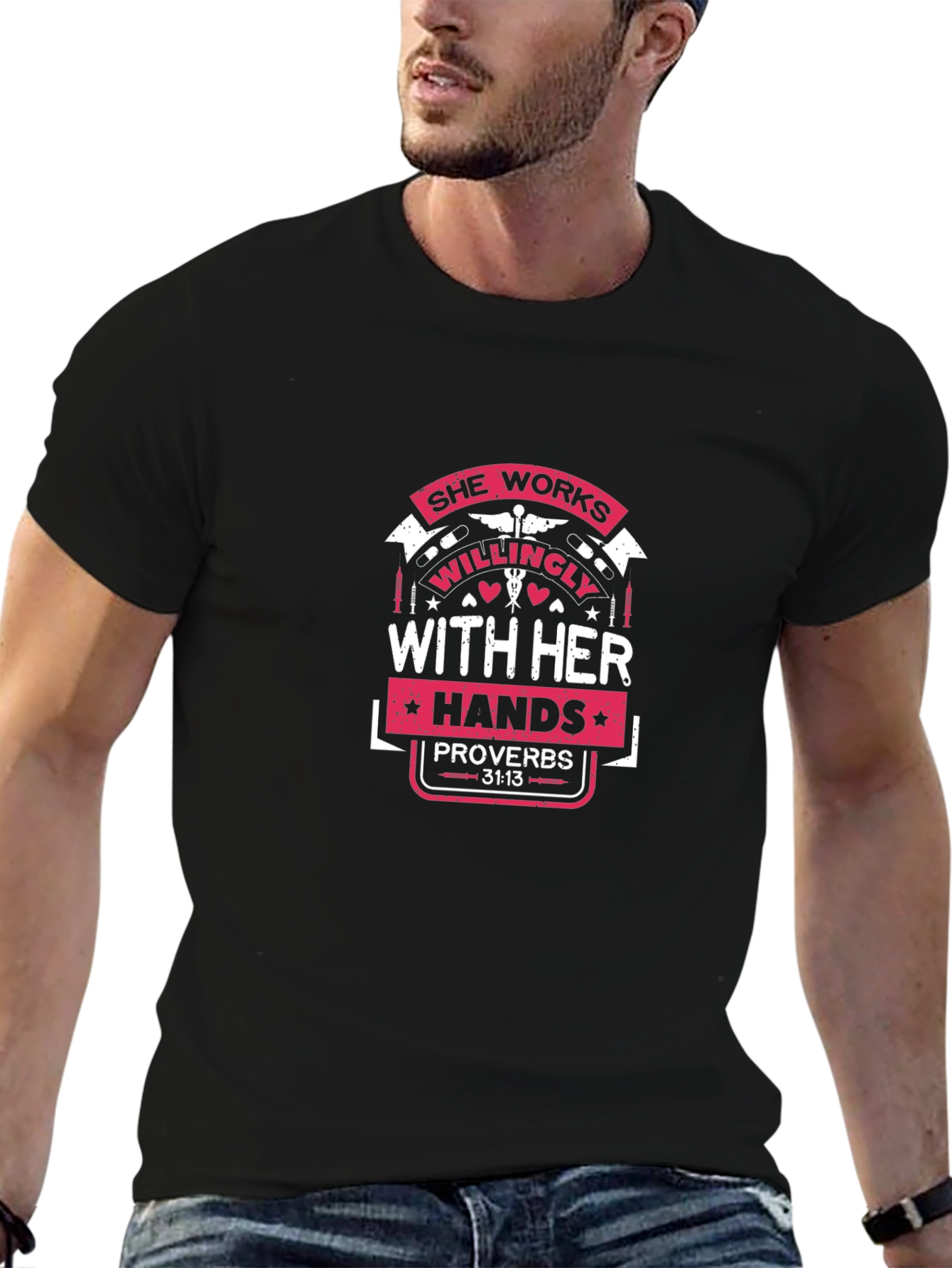 She Works Willingly Proverbs T-Shirt