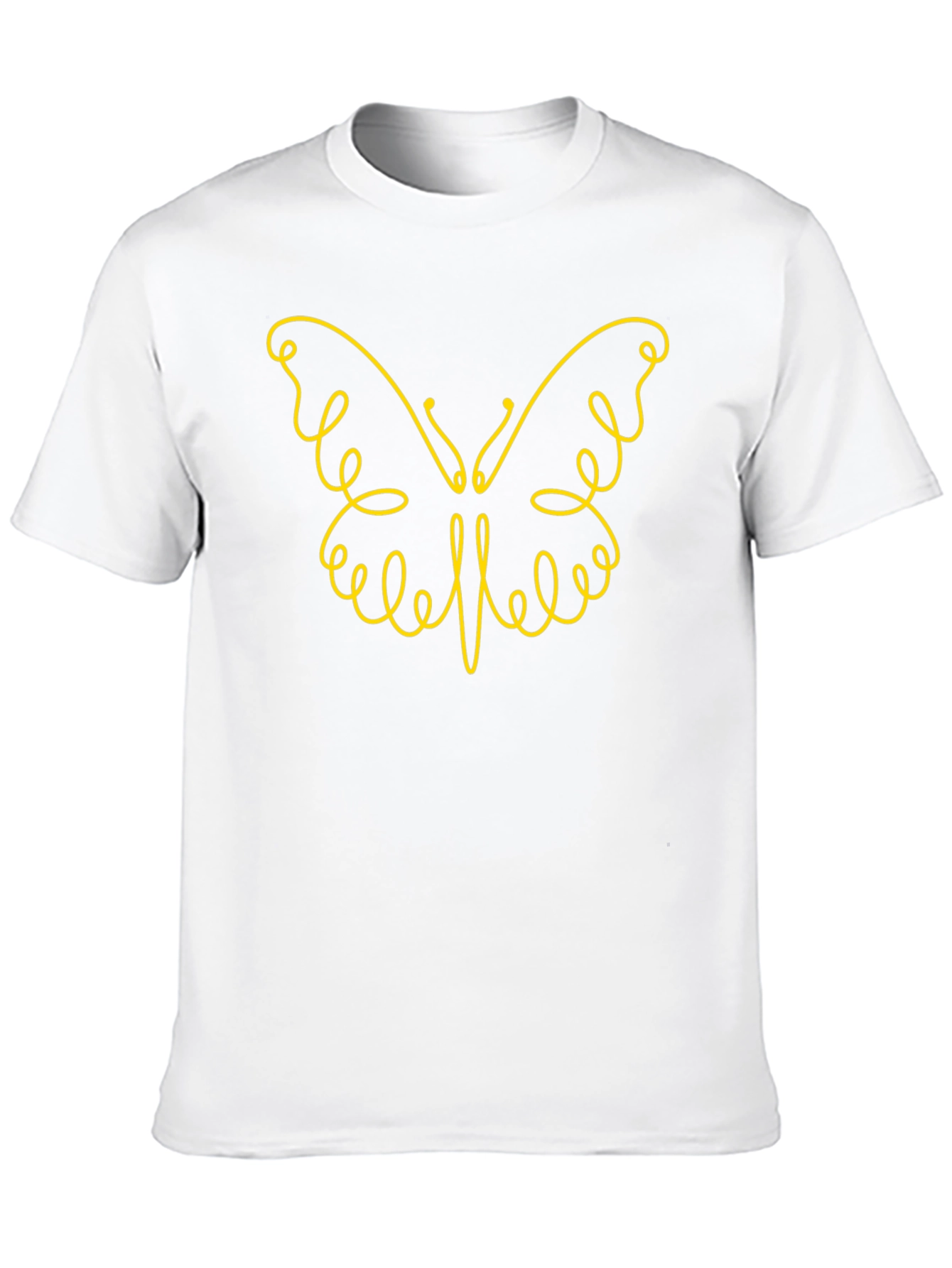 Stylish Black Tee with Butterfly Line Art