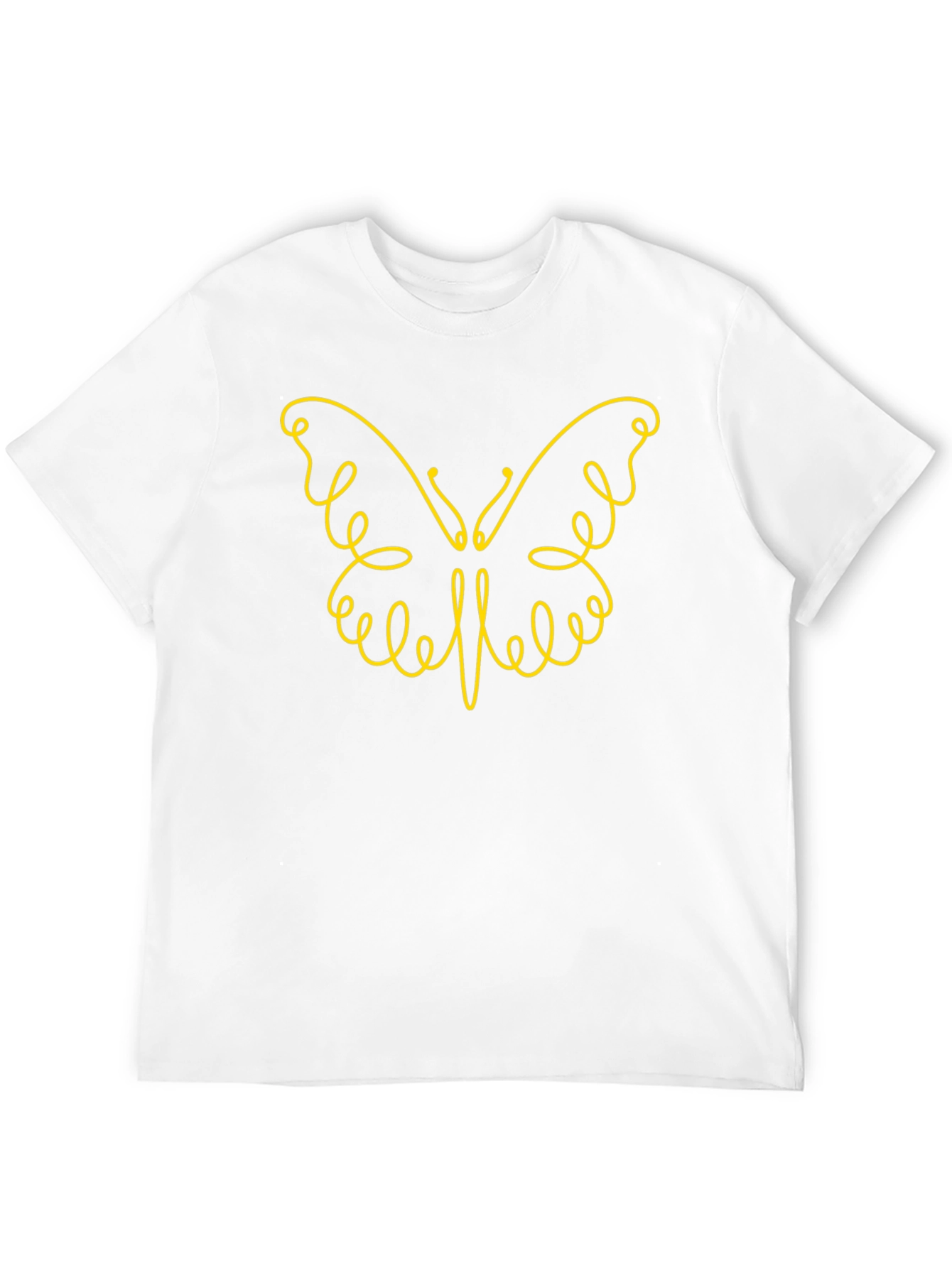 Stylish Black Tee with Butterfly Line Art