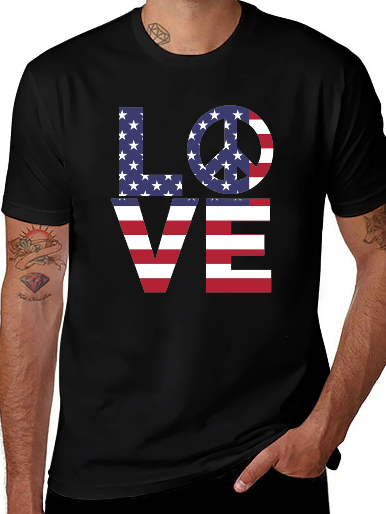 Patriotic Love Graphic T-Shirt - USA Pride Tee