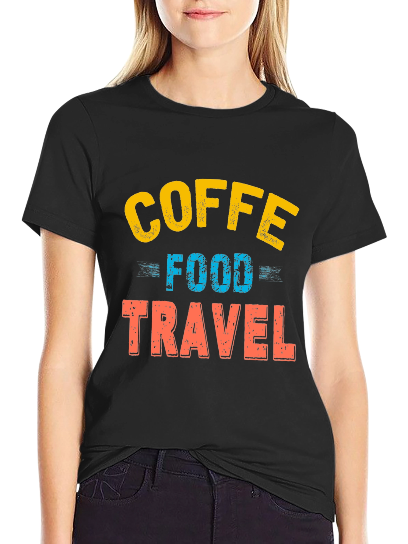 Coffee Food Travel Graphic Tee - Black