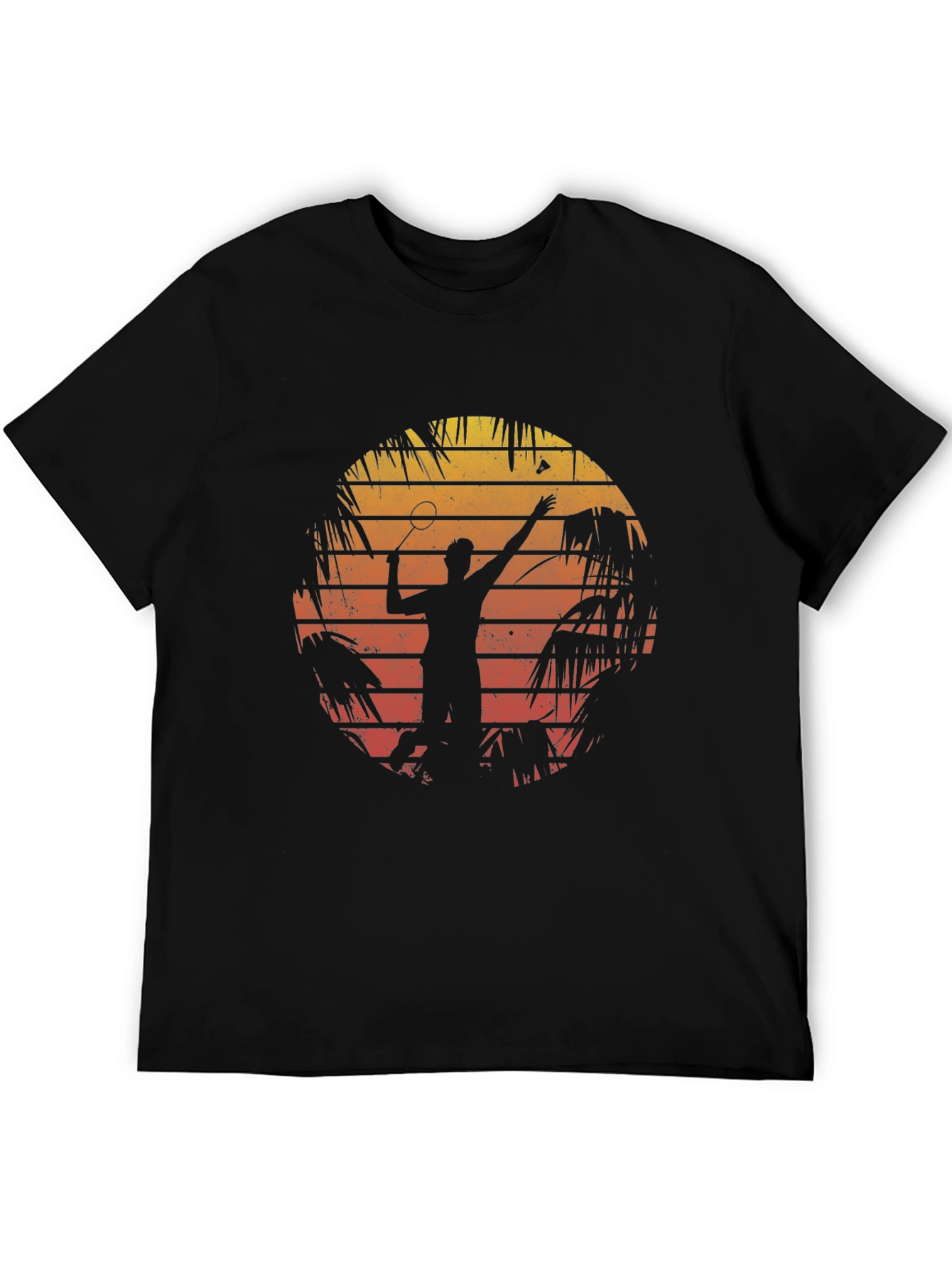 Retro Badminton Sunset Graphic Tee