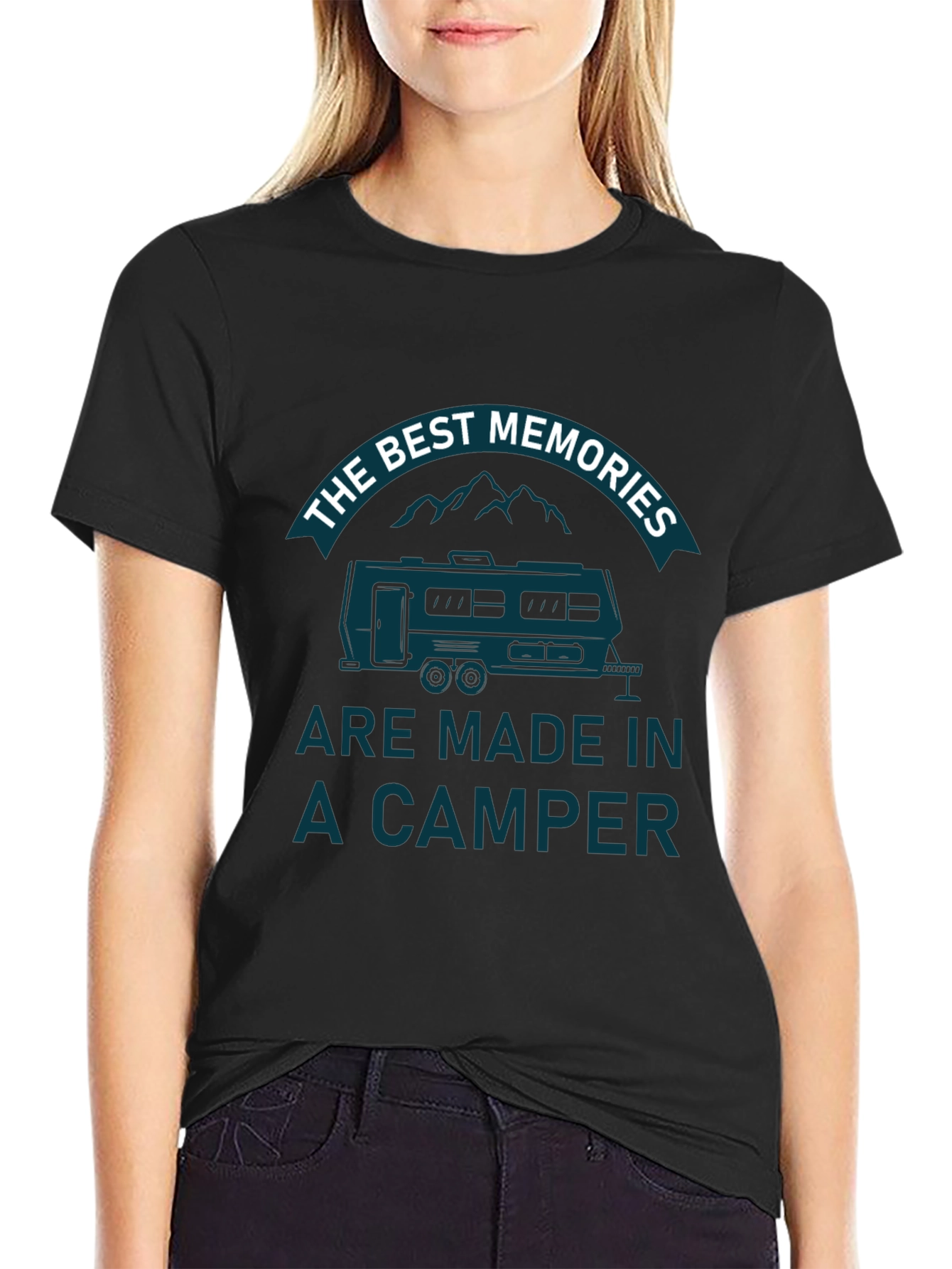 Camper Memories Graphic Tee - Black Cotton T-Shirt