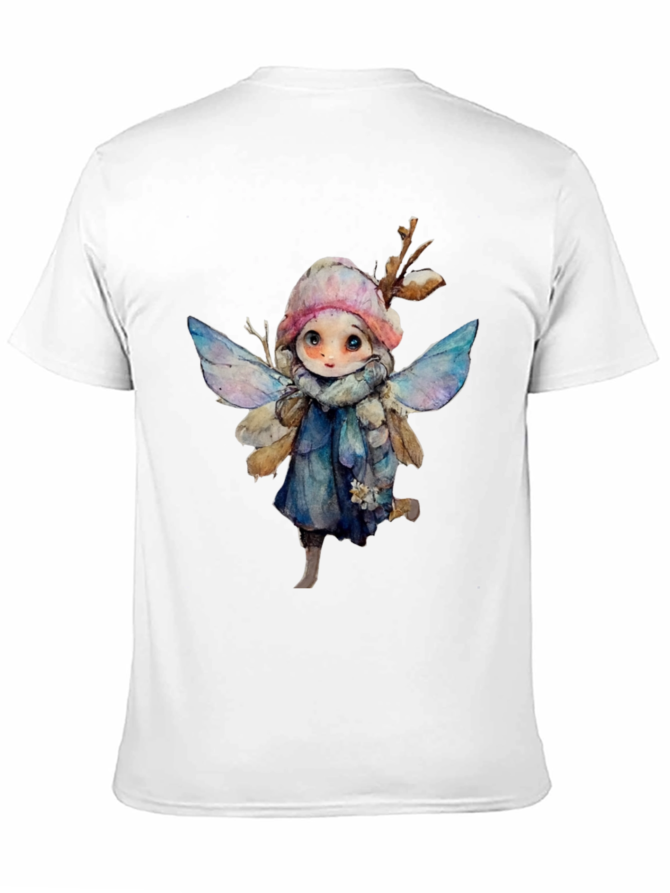 Whimsical Winter Fairy Graphic Tee - Black