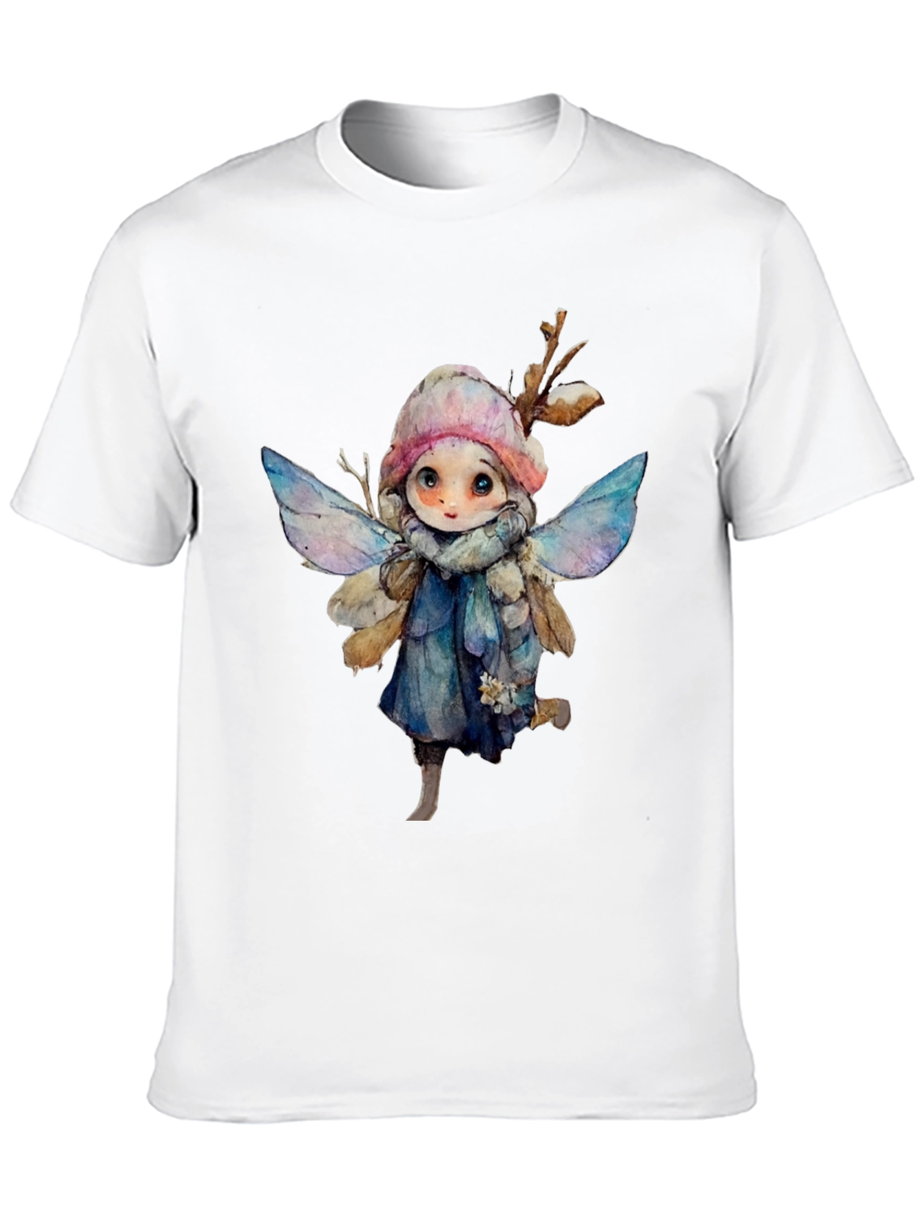 Whimsical Winter Fairy Graphic Tee - Black