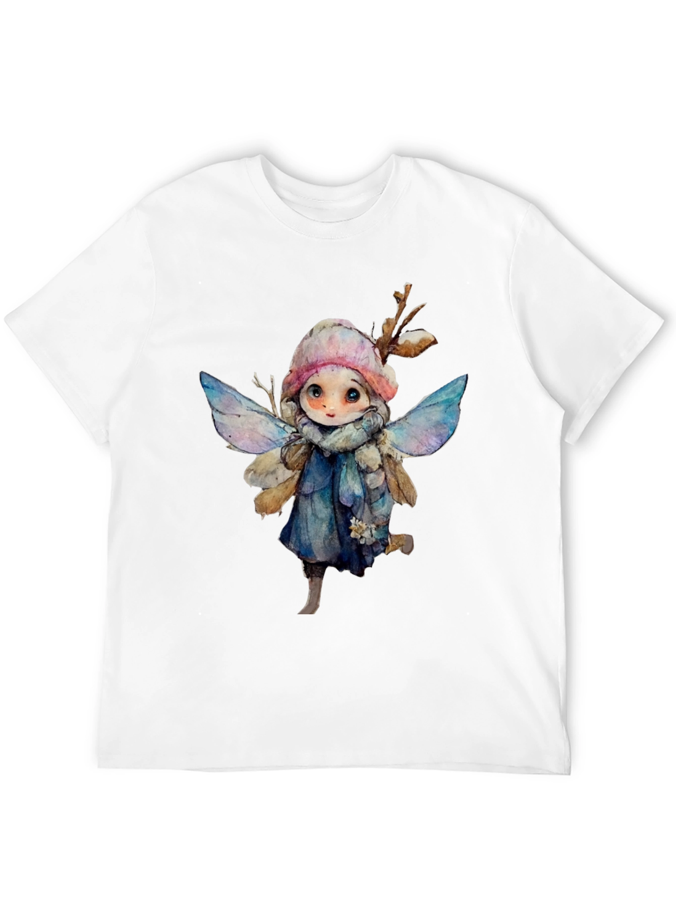 Whimsical Winter Fairy Graphic Tee - Black