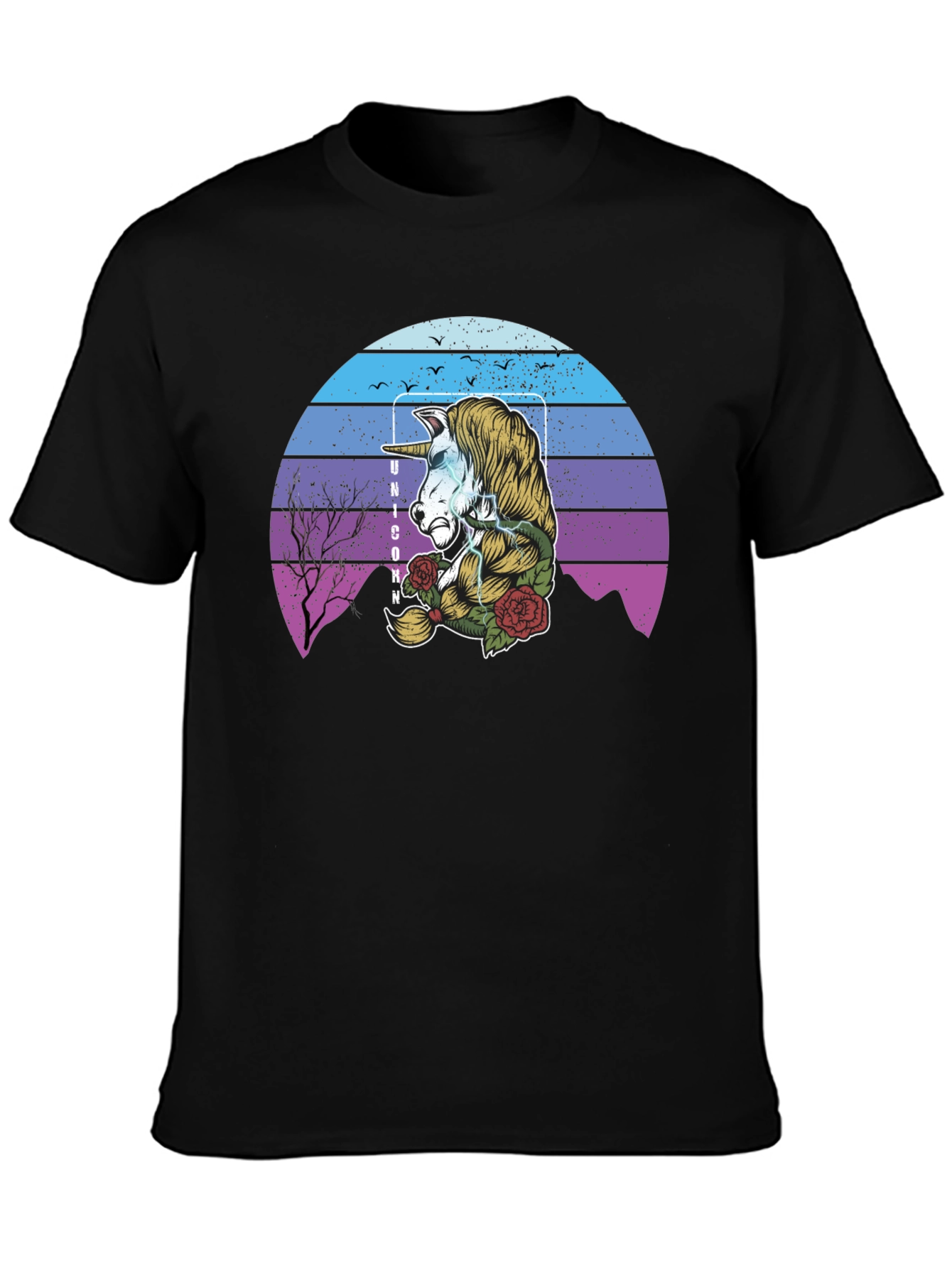 Unicorn Retro Sunset Graphic T-Shirt