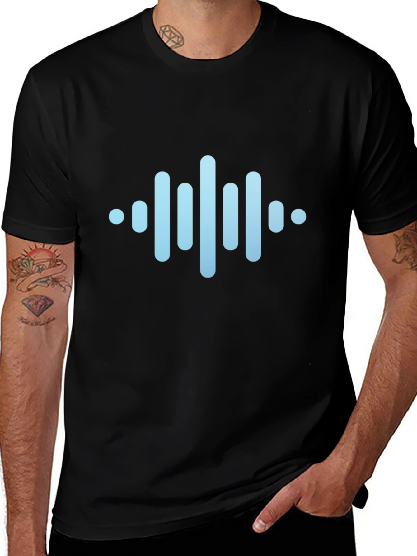 Modern Soundwave Graphic Black T-Shirt