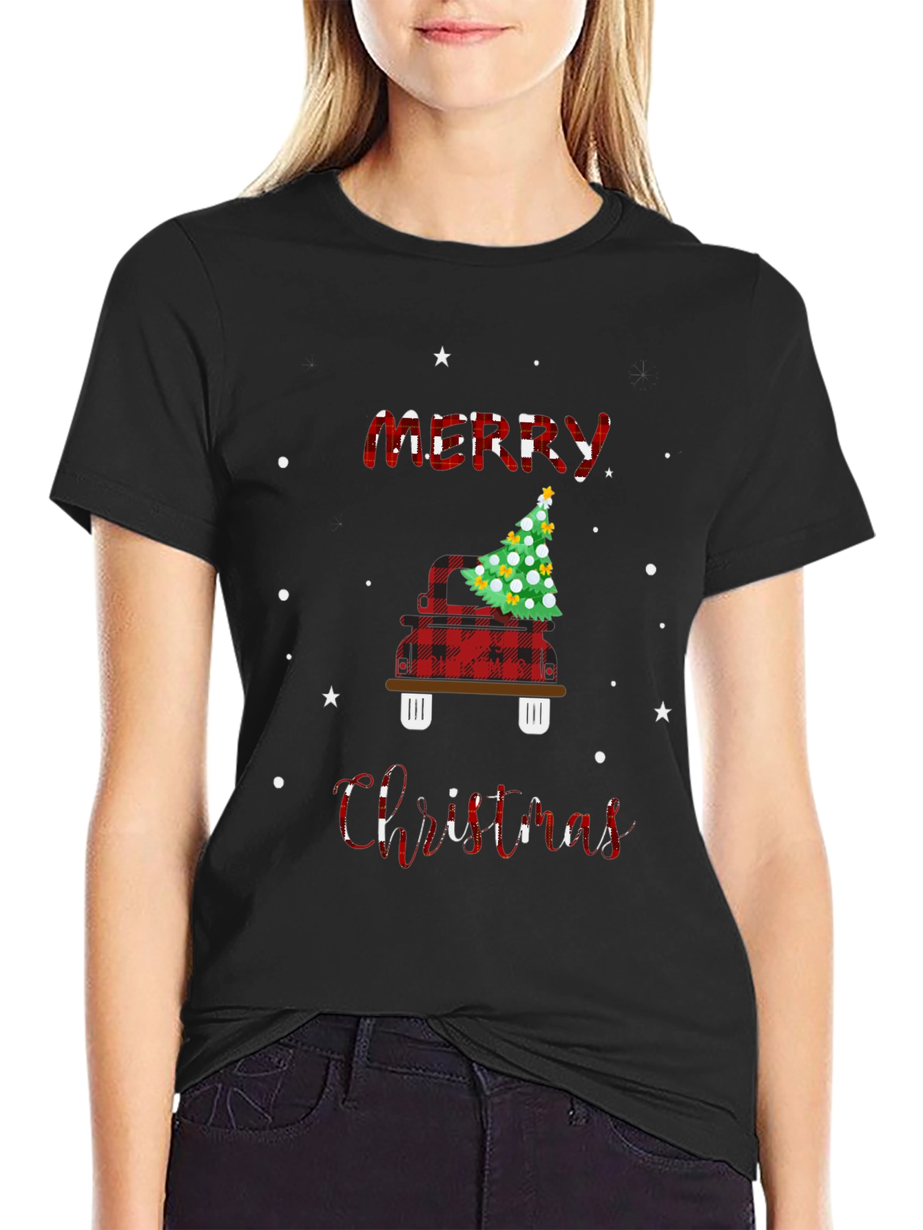 Plaid Christmas Truck T-Shirt
