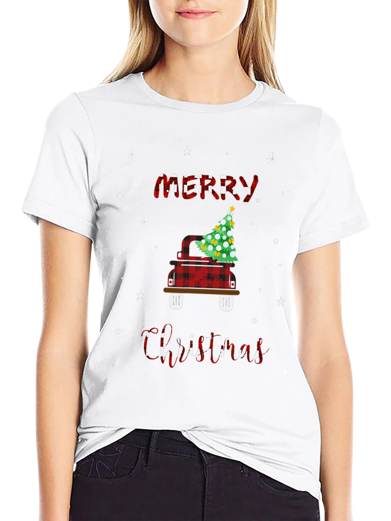 Plaid Christmas Truck T-Shirt