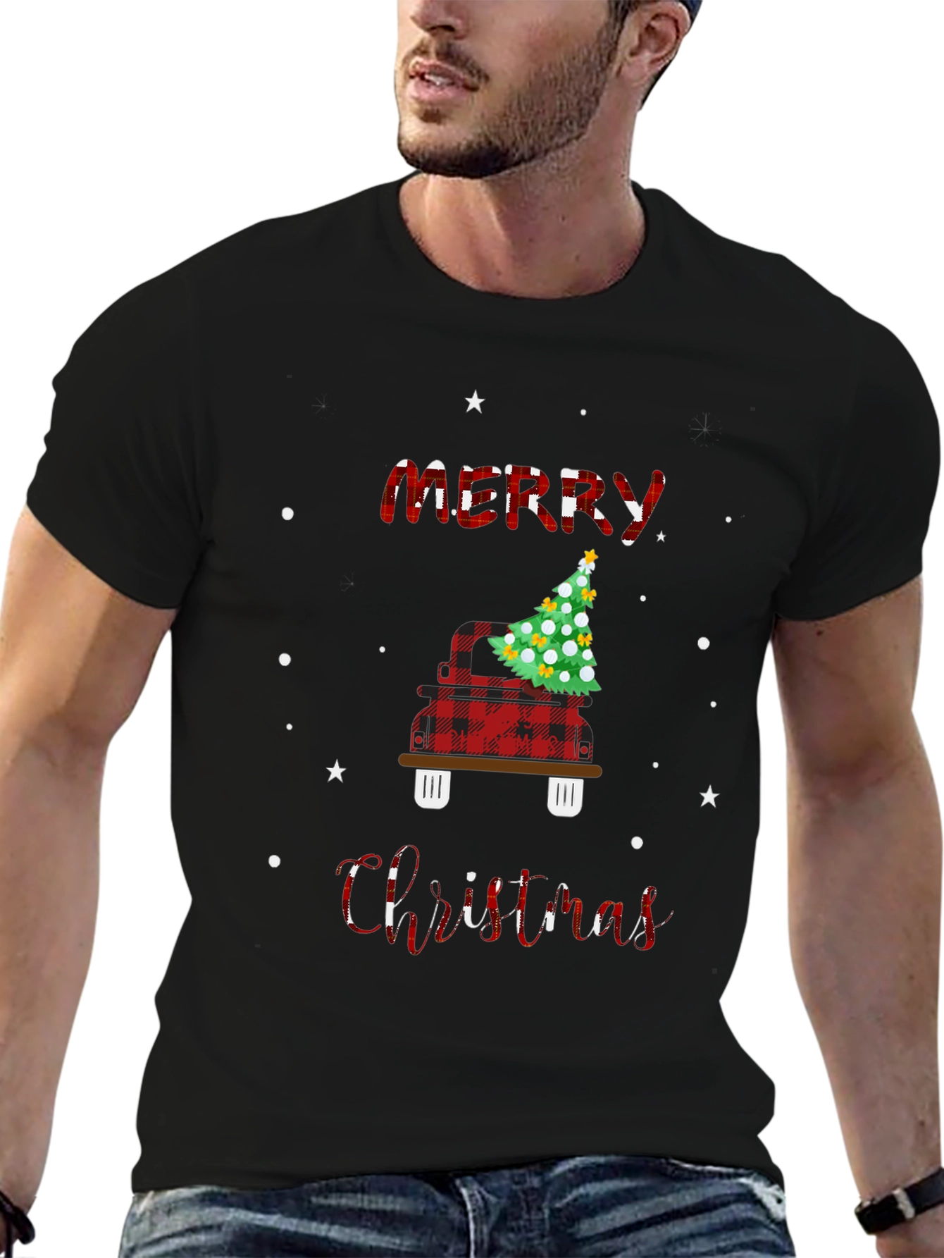 Plaid Christmas Truck T-Shirt